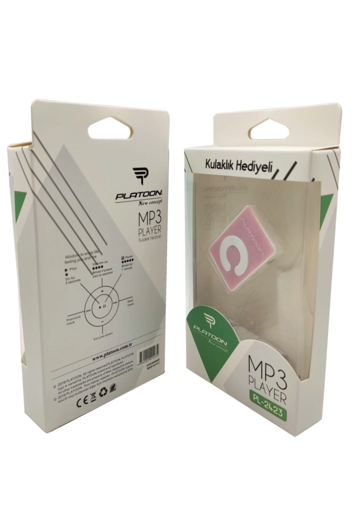Platoon (pembe) Mini Mp3 Çalar + Kulaklık + Şarj Kablosu Pl-2423