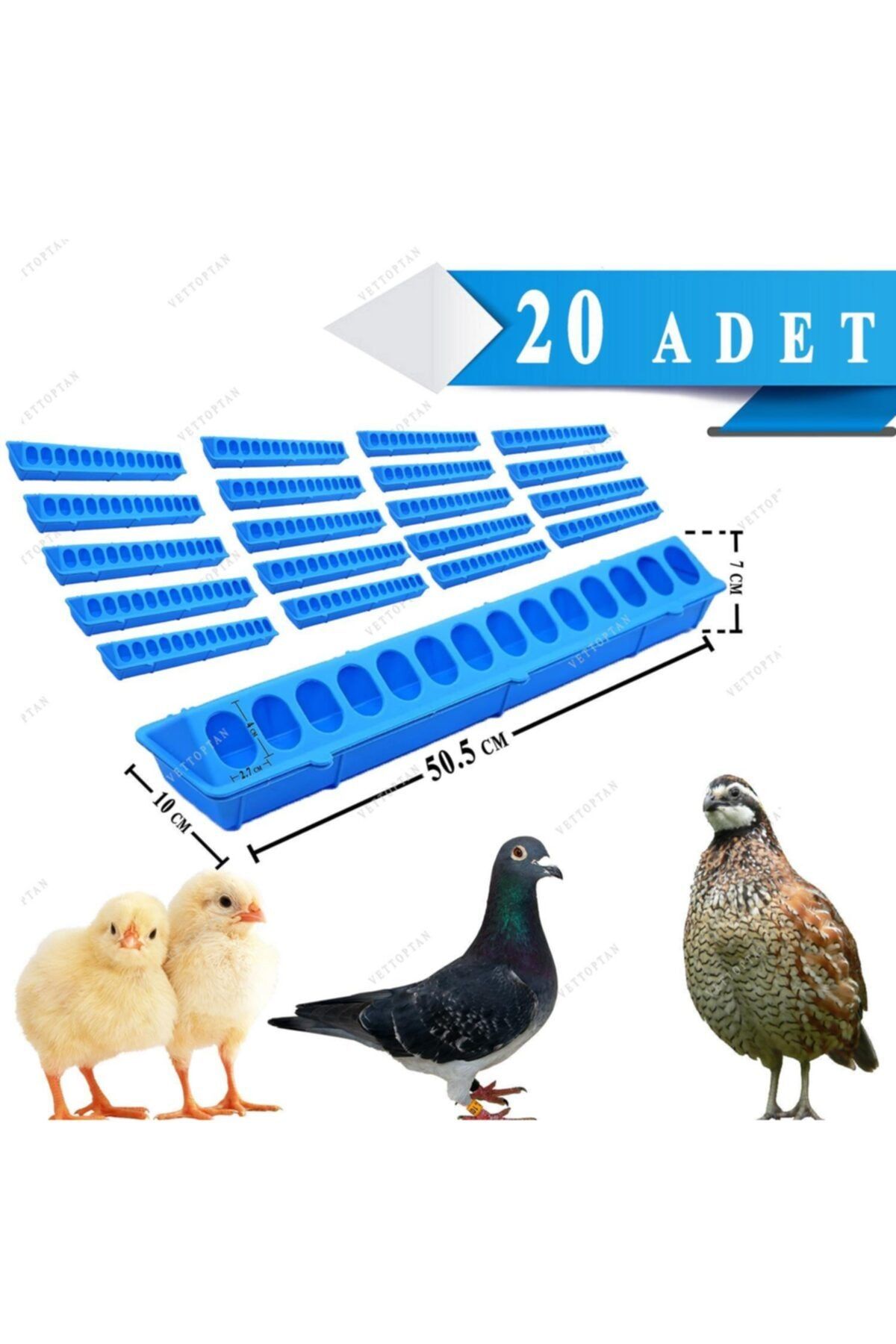 mutlu tavukçuluk Civciv Bıldırcın Yemlik Keklik Tavuk Yemliği 50 Cm 20 Adet Plastik Sülün Hindi Ördek Kaz Yavruları