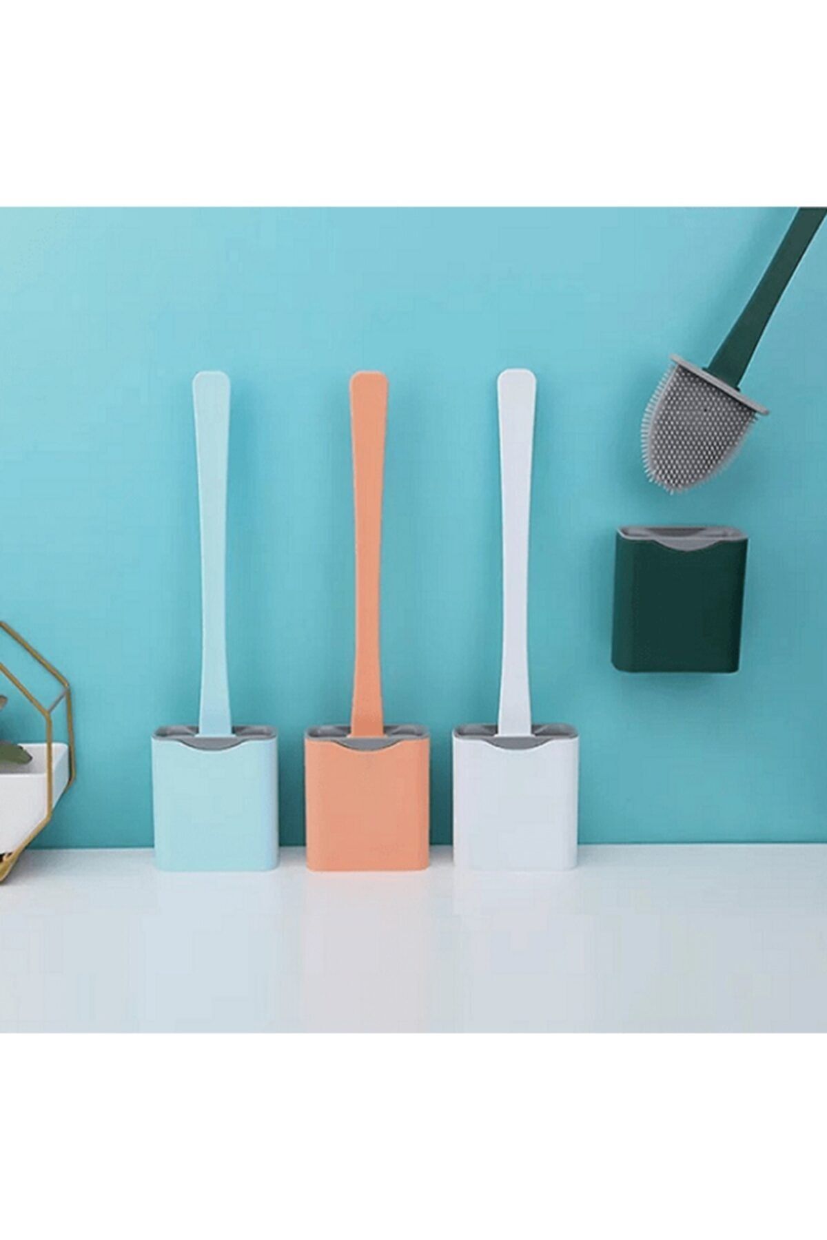 Ekostem Yüksek Kaliteli Silikon Banyo Tuvalet Klozet Fırçası Ve Tutucu Set