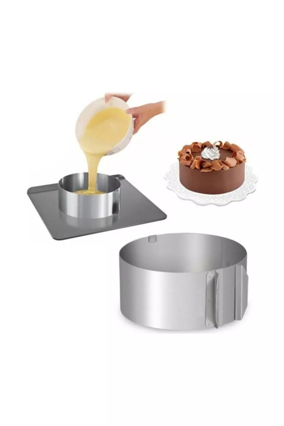 EKİN PASTRY Yuvarlak Ayarlanabilir Pasta Kek Pandispanya Kalıbı Ayarlı Çember