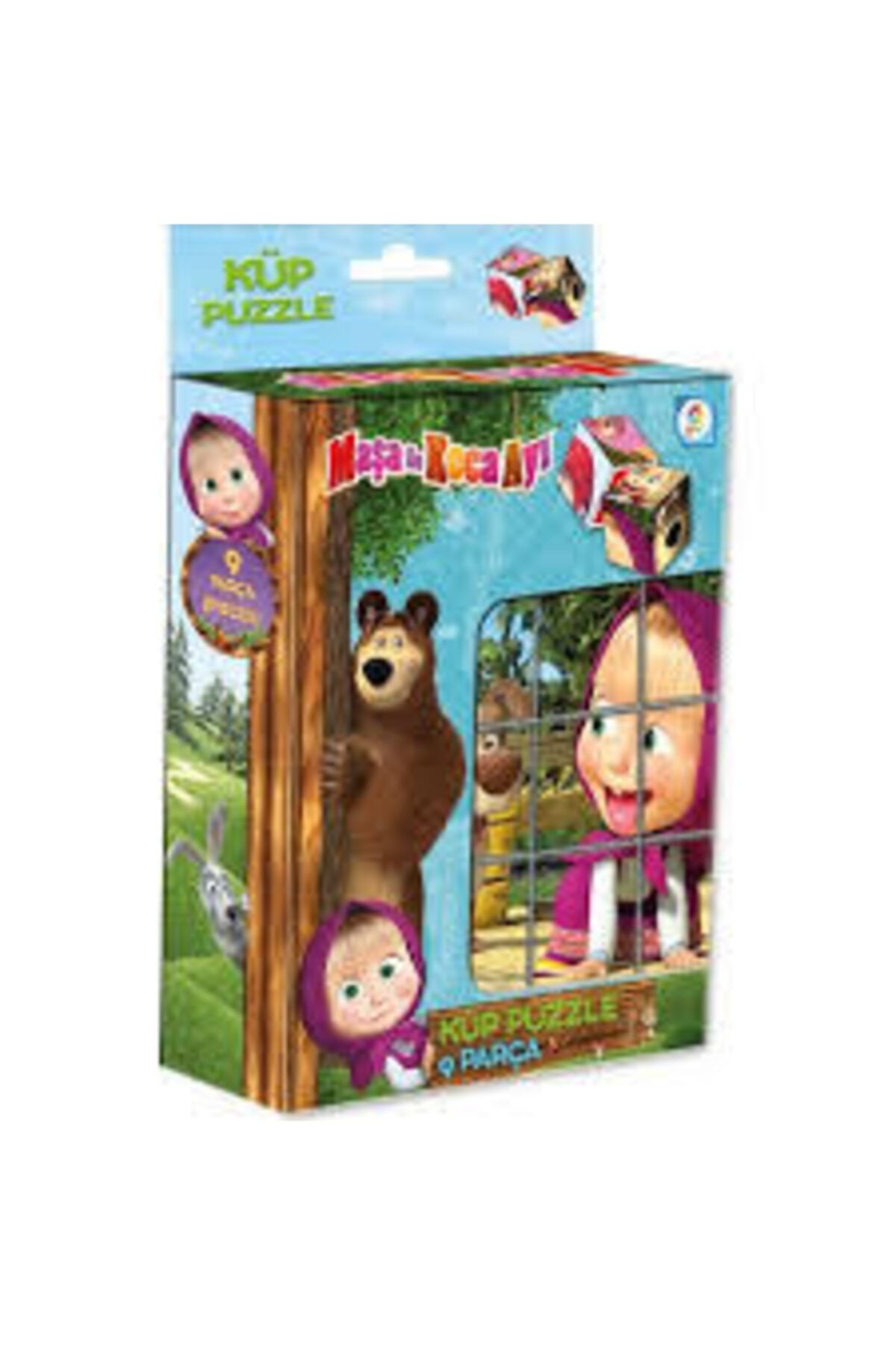 HETicaret Maşa Ile Koca Ayı 9 Parça 6 Yüzeyli Eğitici Yapboz Küp Puzzle