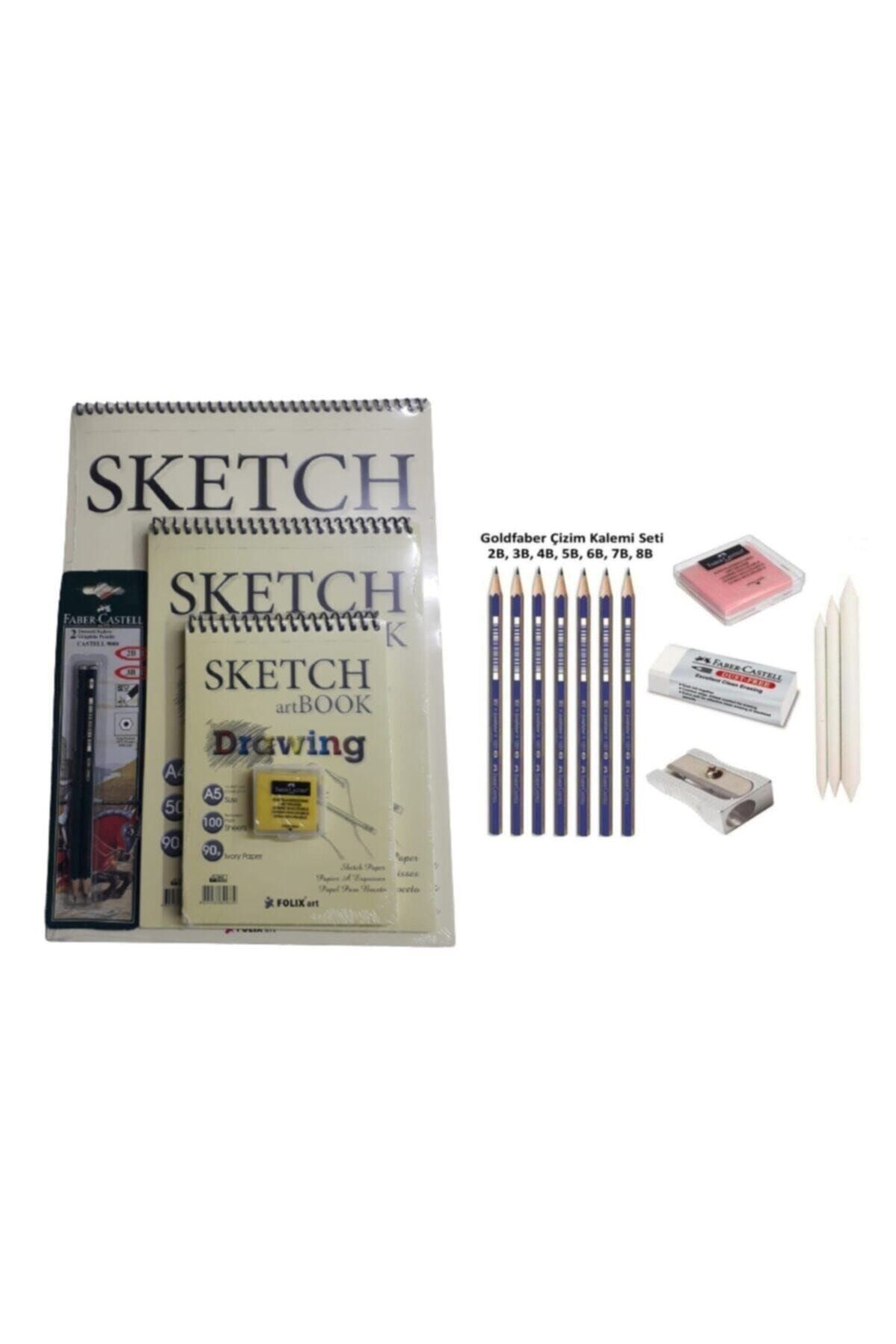 FOLİX ART Ultra Set Karakalem Eskiz Çizim Seti-a3 Eskiz-a4 Eskiz-a5 Eskizdereceli Kalemler, Silgi , Kalemtraş