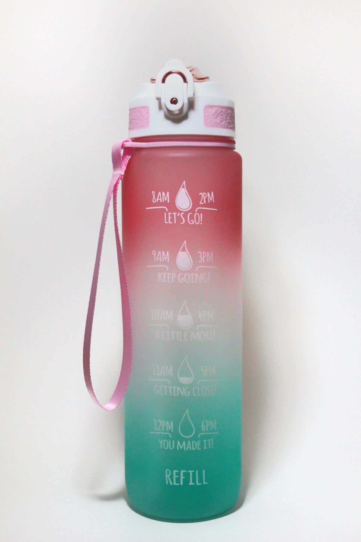 Mataraqua Motivasyonel Zaman Çizelgeli Pembe Yeşil Matara&Suluk Spor&Outdoor  Bpa Free 1 lt
