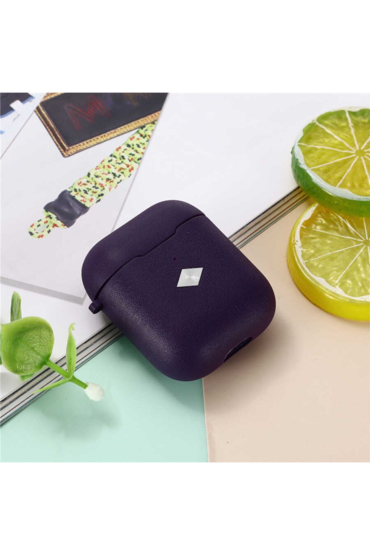 MOBAX Apple Airpods 1 / 2 Nesil  Uyumlu Kılıf Deri Tasarımlı Şık Case Mor