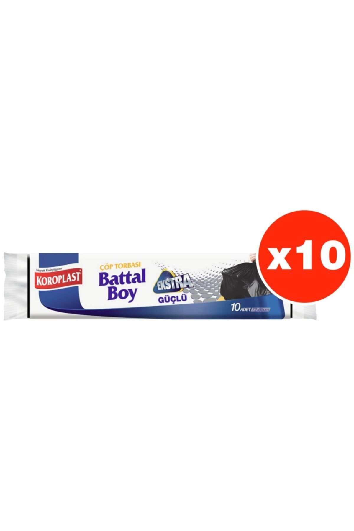 Koroplast Ekstra Güçlü 10lu Battal Boy Çöp Torbası X 10 Paket (72*95 cm)