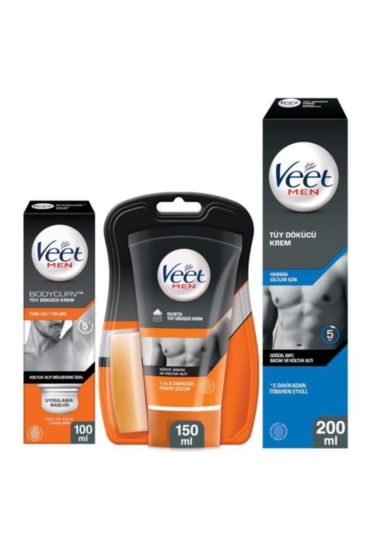 Veet Men Hassas 200ml Tüy Dökücü Krem + 150ml Duşta Tüy Dökücü Krem+ 100ml Koltuk Altı Özel Avantaj