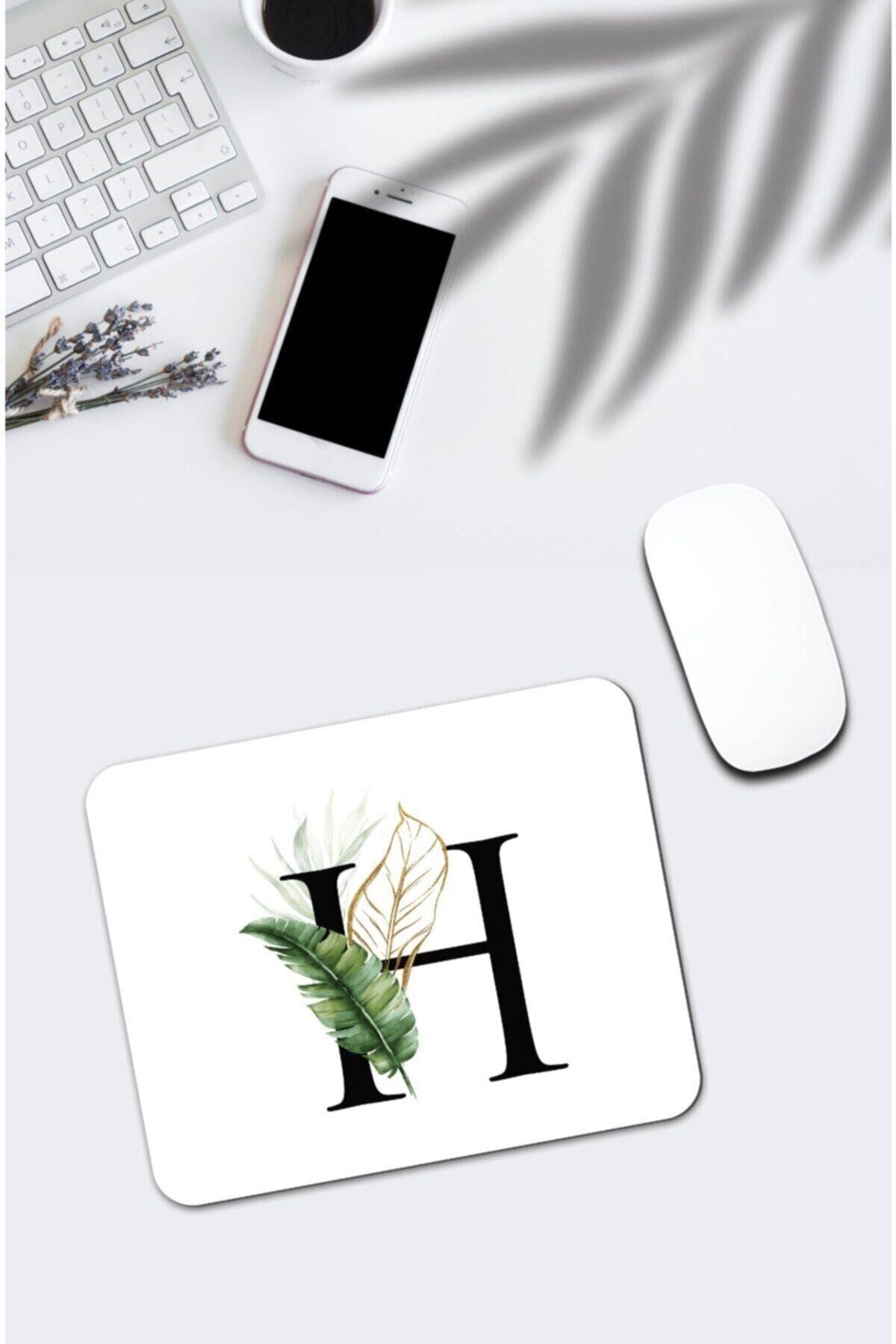 pixolog Yaprak Desenli H Harfli Mousepad