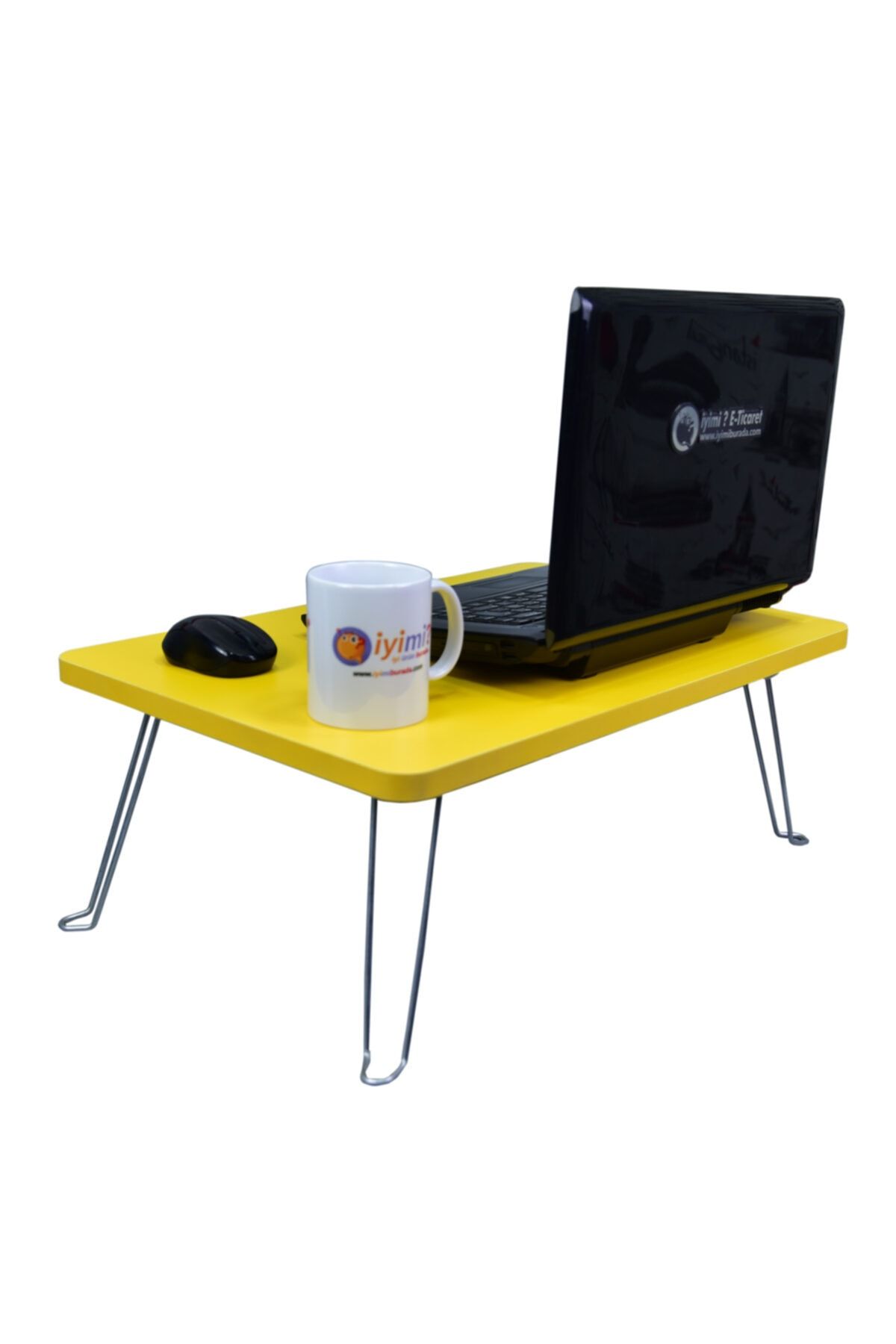 İYİMİ Katlanır Laptop Sehpa Çalışma Kahvaltı Masası Sarı
