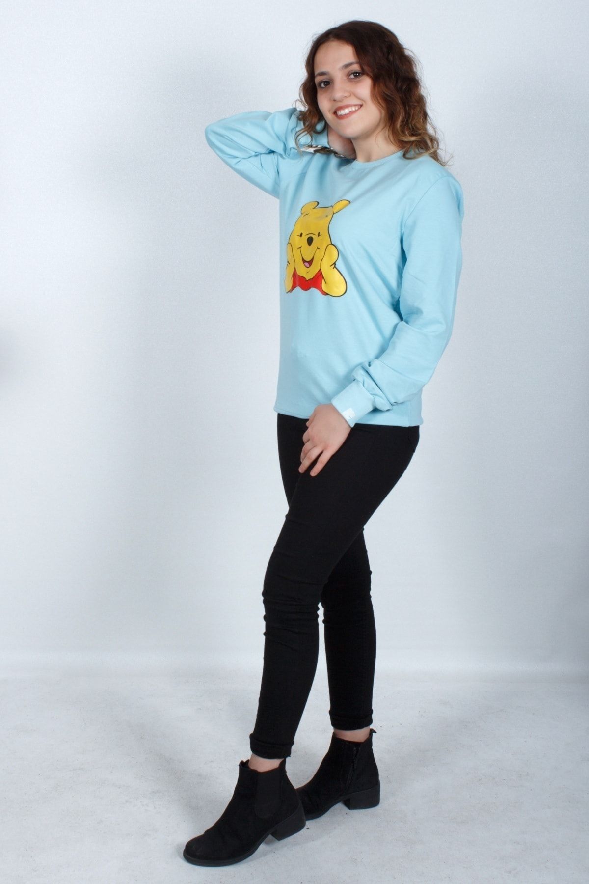 Doruk Butik Aile Kombini Ayicik Winnie Bebe Mavisi Sweatshirt Kadin Fiyati Yorumlari Trendyol