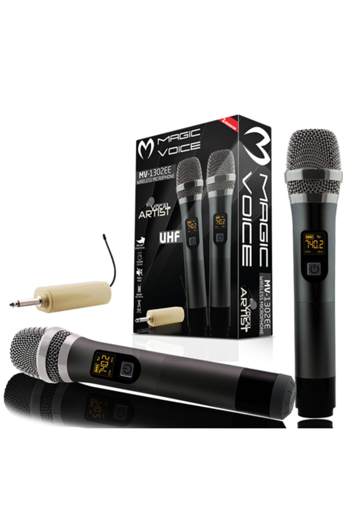 MagicVoice Mv-1302ee Uhf Ekranlı 2 El Kablosuz Telsiz Mikrofon