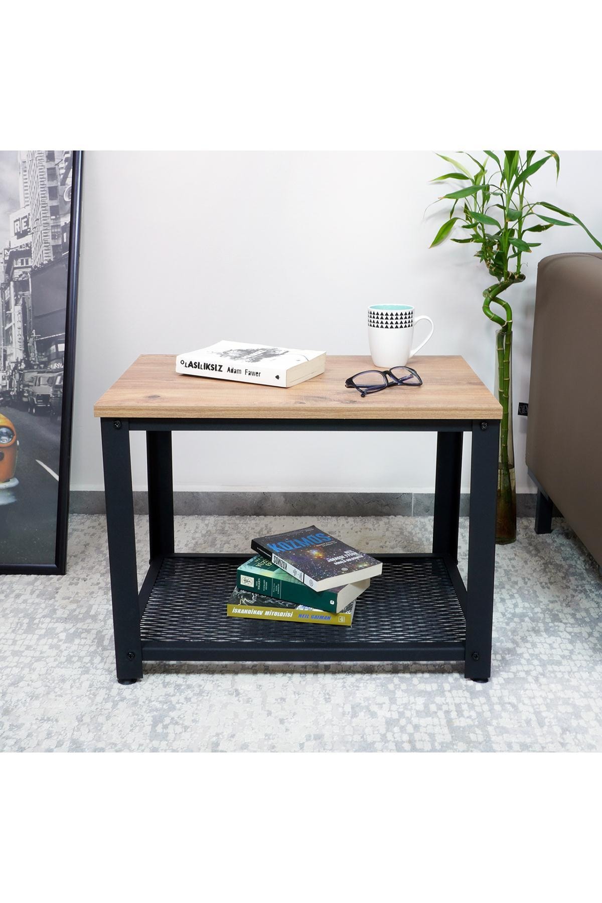 Robin Home Atlantik Çam Carya Metal Yan Sehpa Cr12-a-01