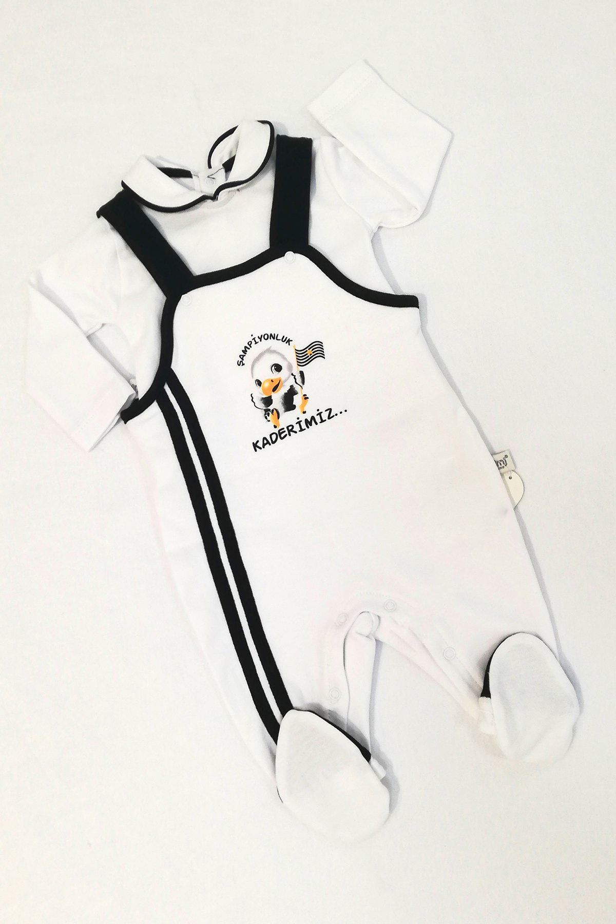 Cenay Unisex Bebek Siyah Beyaz Taraftar Baskılı Salopet