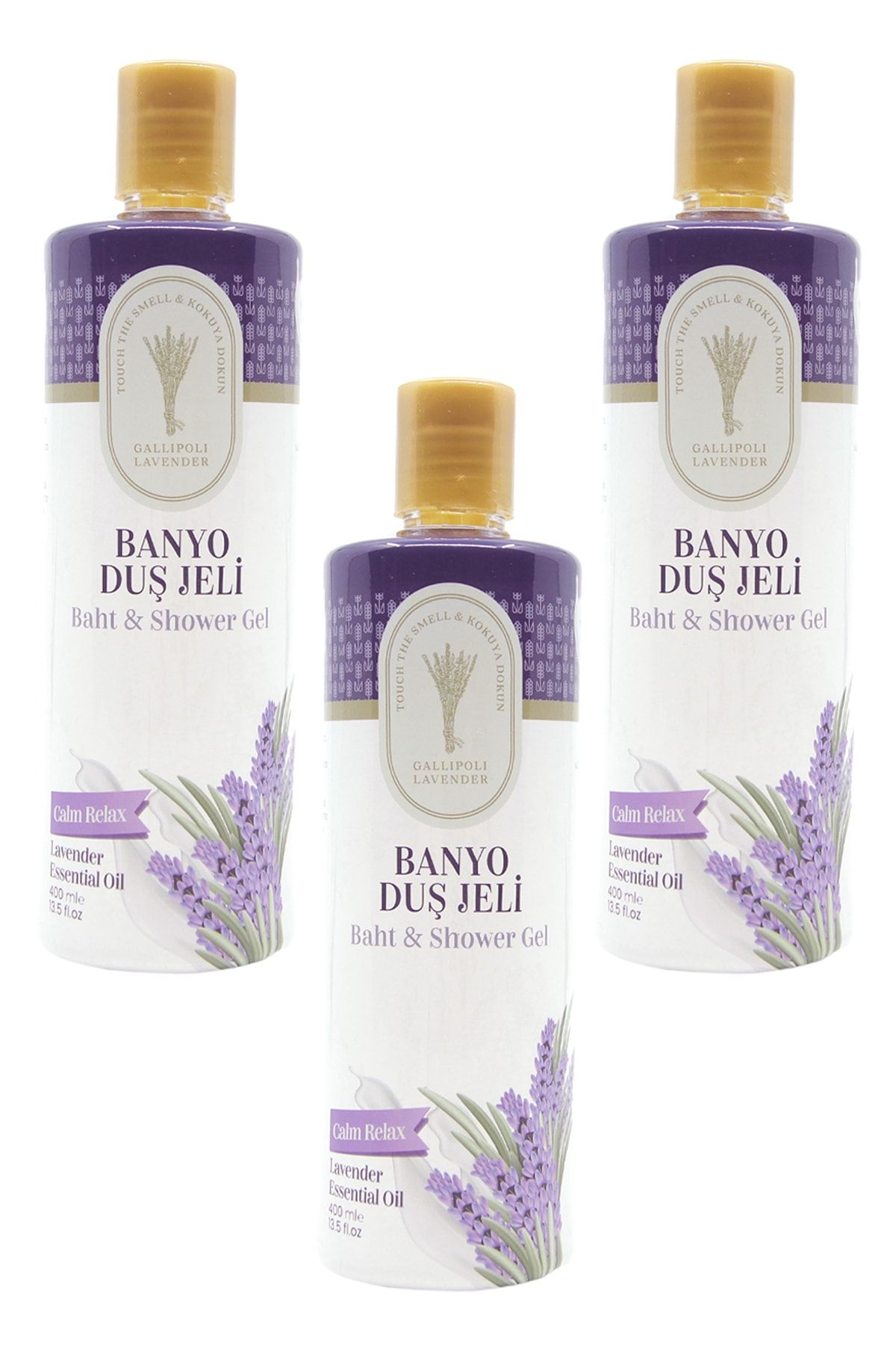 Gallipoli Lavender Lavanta Yağlı Banyo Duş Jeli 400 ml Lavanta Yatıştırıcı Duş Jeli 3 Adet