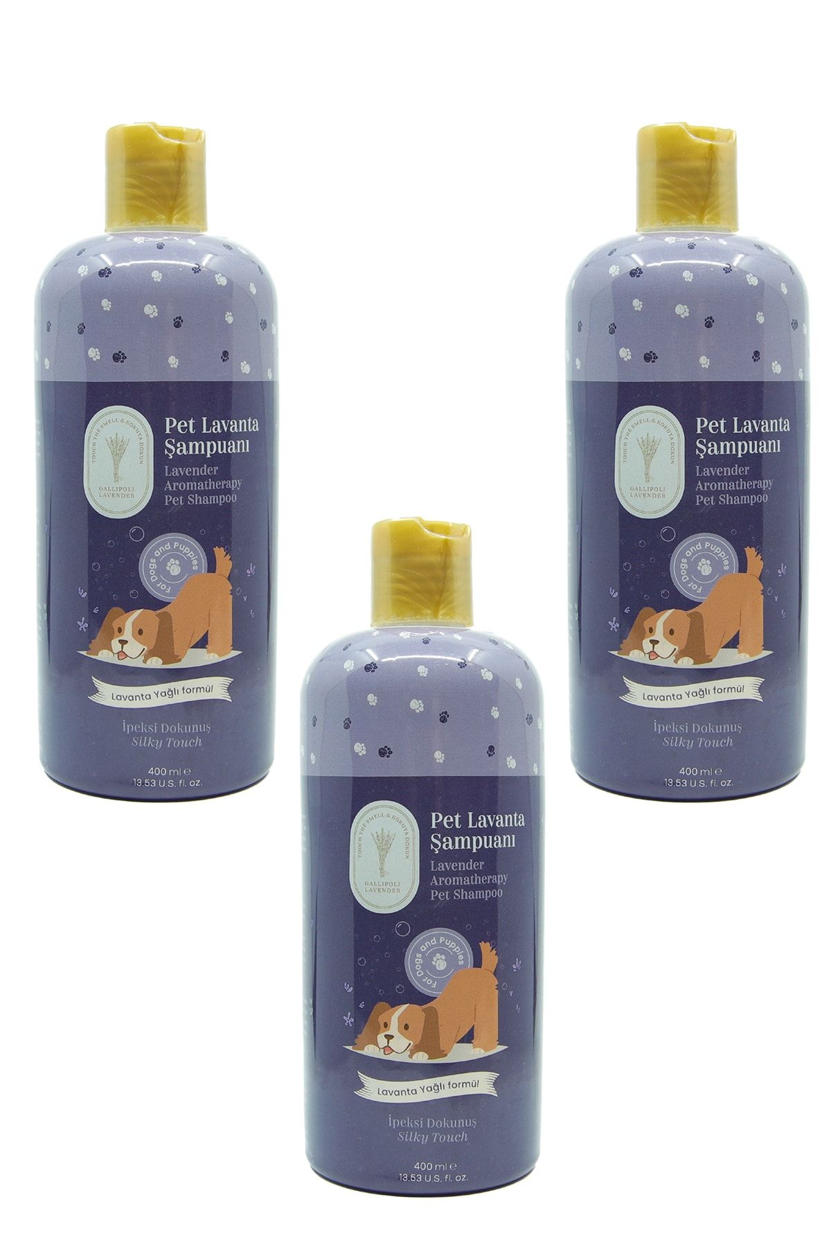 Gallipoli Lavender Lavanta Yağlı Köpek Şampuanı 400 ml Antiseptik Pet Şampuan 3 Adet