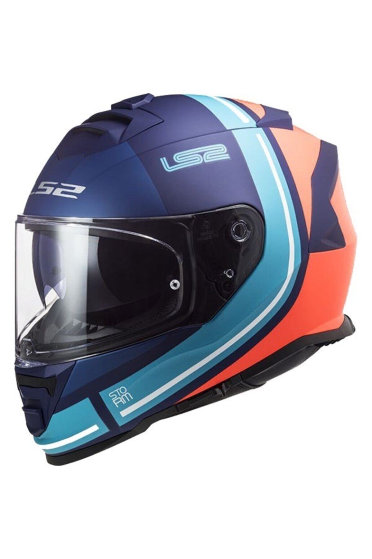 MOTOSPARTAN Ls2 Storm Slant Mat Mavi-turuncu Kask Xl Beden