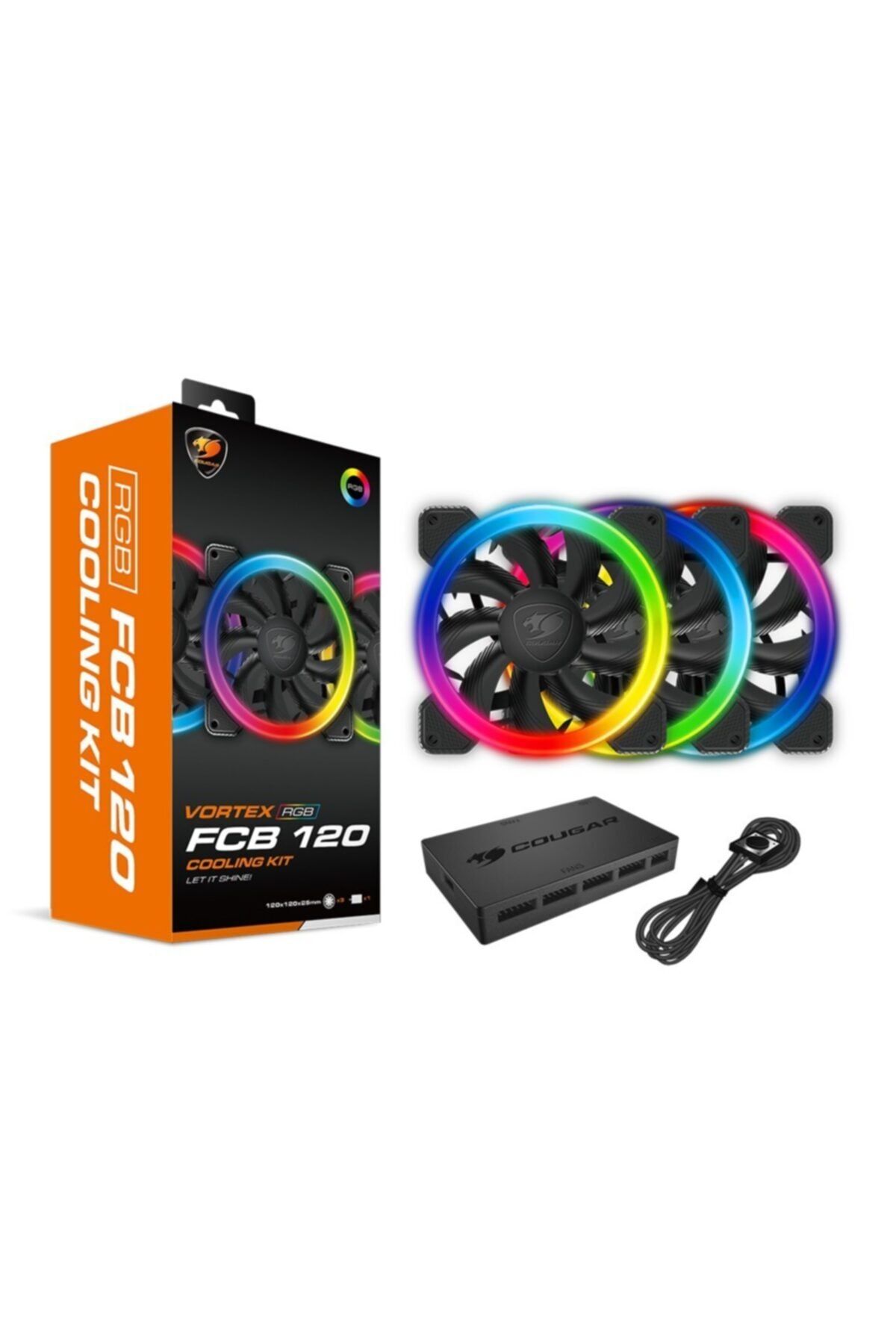 Cougar 120mm Vortex Rgb Cf-v12fb-rgb Rgb Siyah 3-lü Paket Kasa Fanı