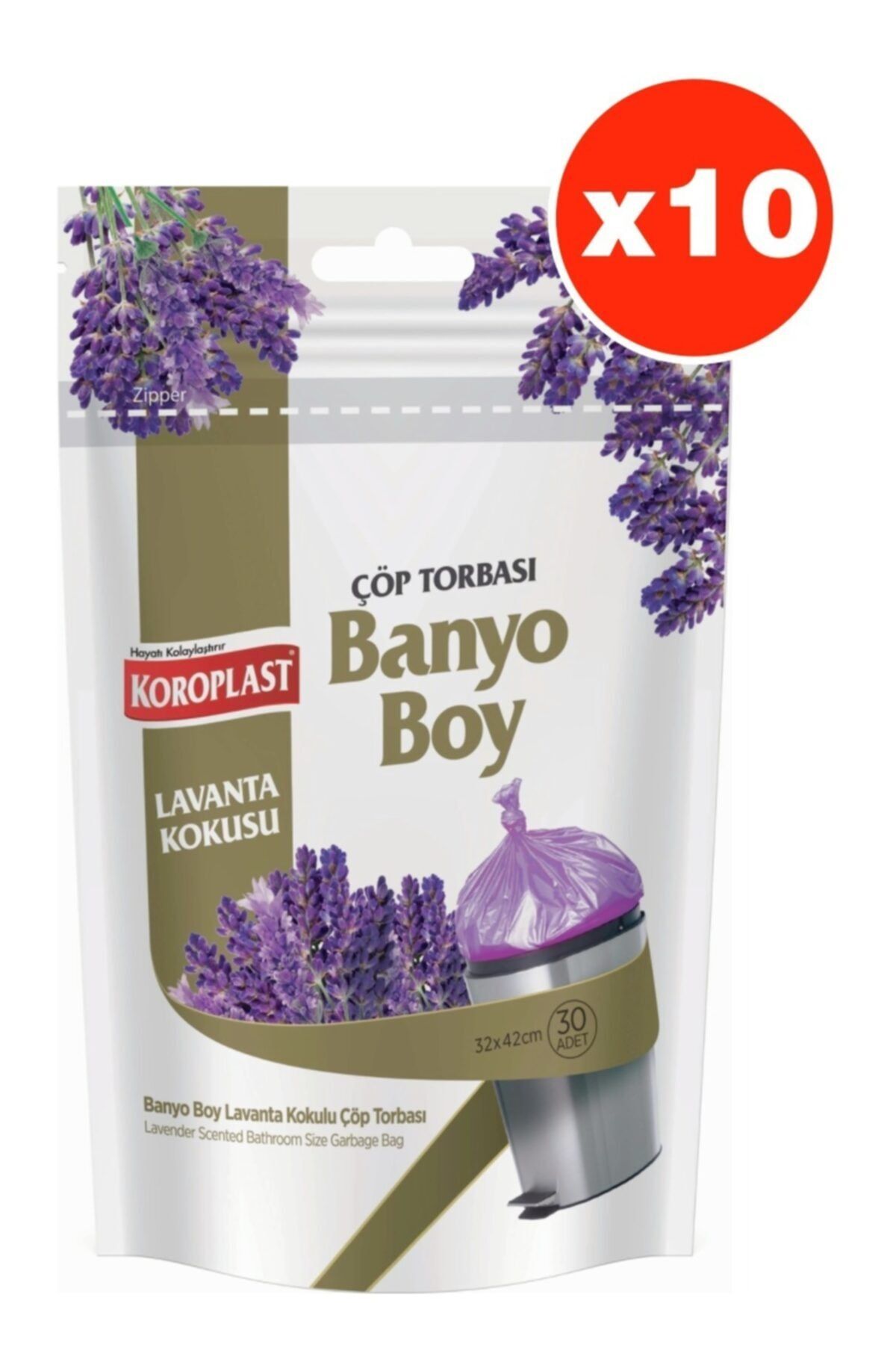 Koroplast Lavanta Kokulu Banyo Boy 30lu Çöp Torbası X 10 Paket (32*42 Cm)