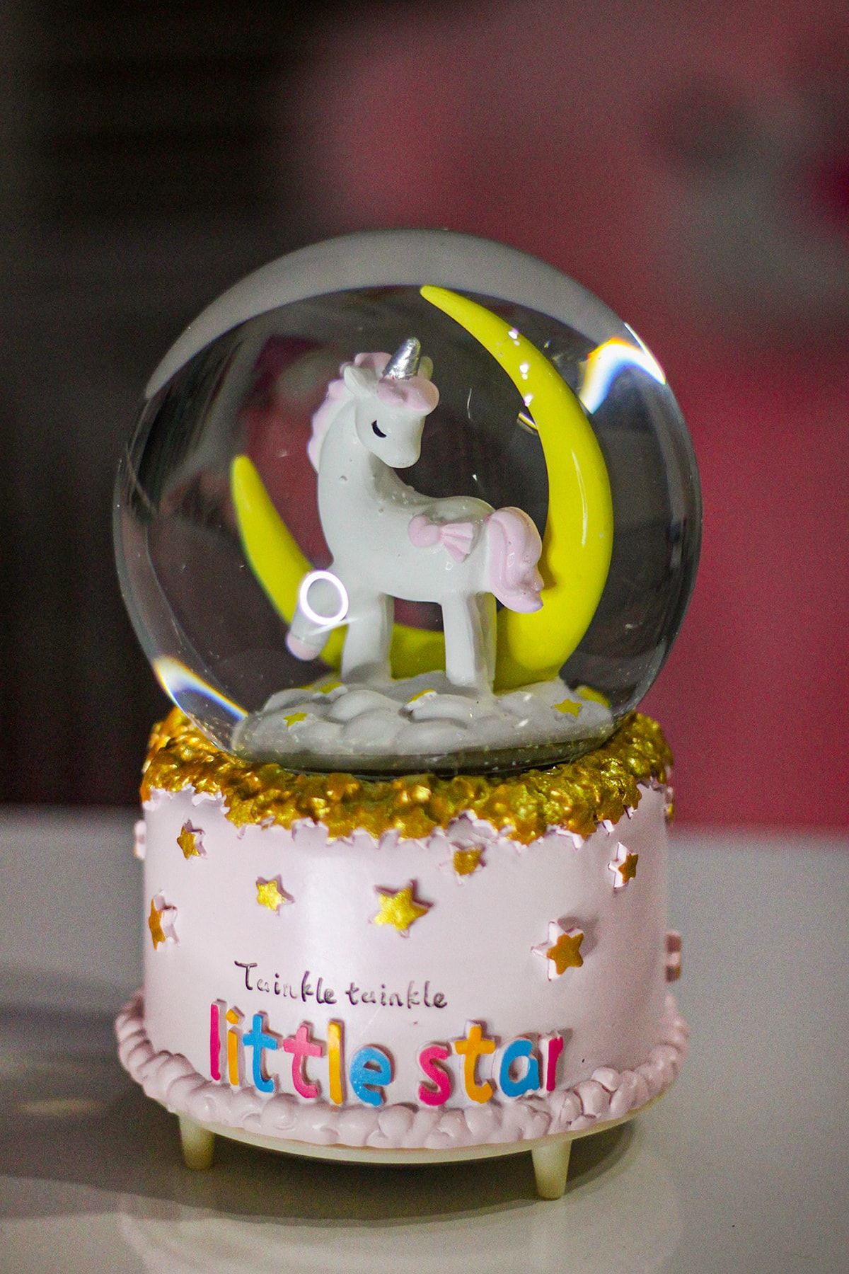 sepetinburda Müzikli Unicorn Moon Büyük Boy Kar Küresi Kurmalı