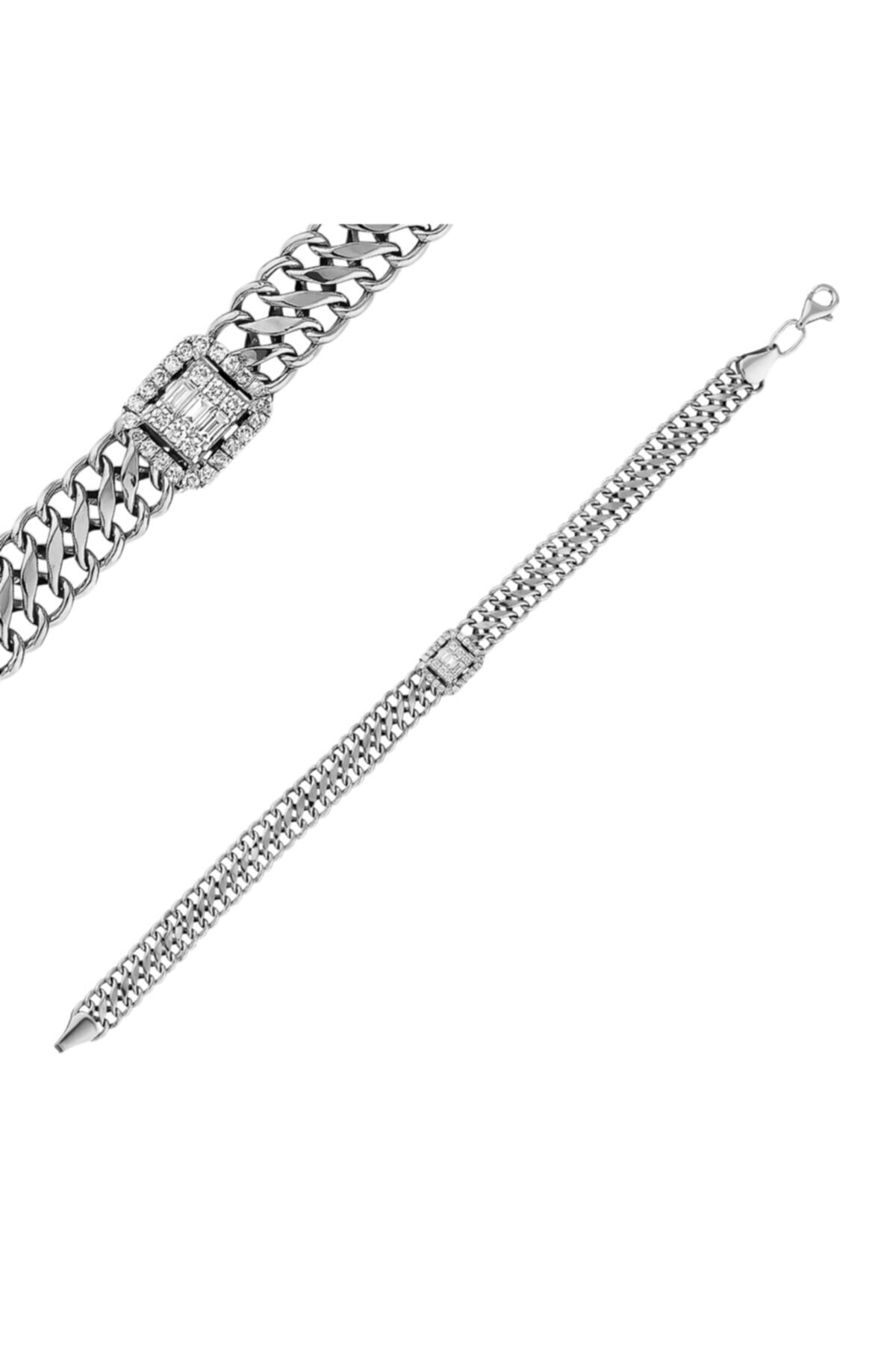 Barok Diamond Panzer Zincir Baget Pırlanta Bileklik 0.36 Ct. E Vs 18k