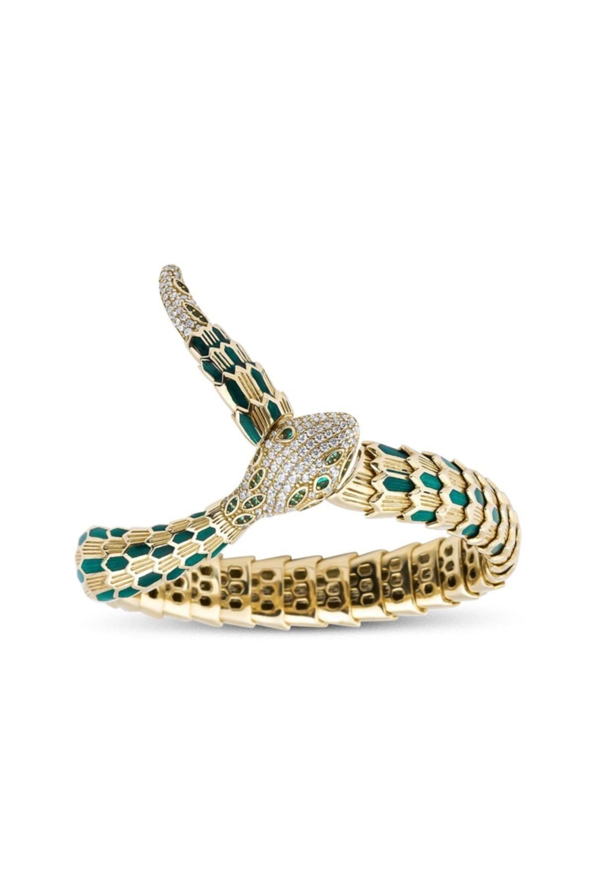 Barok Diamond Yılan Desenli Altın Kelepçe 47.54 Gr 14k