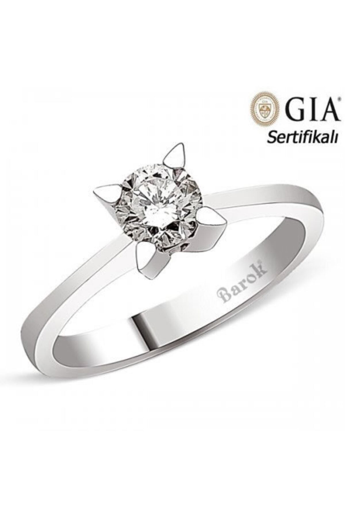 Barok Diamond Pırlantalı Tektaş Yüzük 0.55 Ct. E Vs2 18k Gıa Sertifikalı