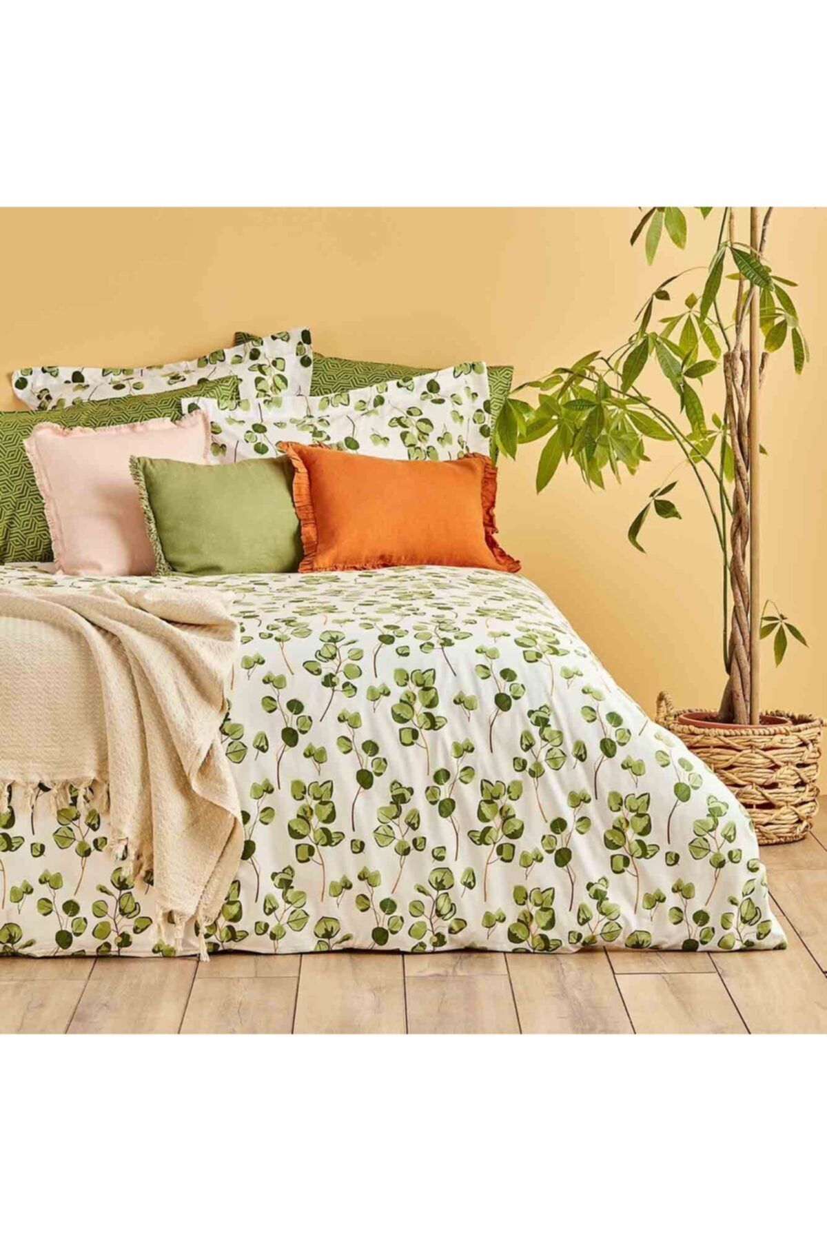 Bella Maison %100 Pamuk Ranforce Ocaliptus Çift Kişilik Nevresim Yeşil 200x220 Cm