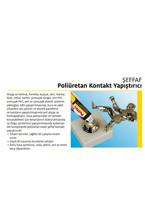 Şeffaf Poliüretan ( Metal , Plastik , Cam ) Kontakt Yapıştırıcı 50 Gr Image 2