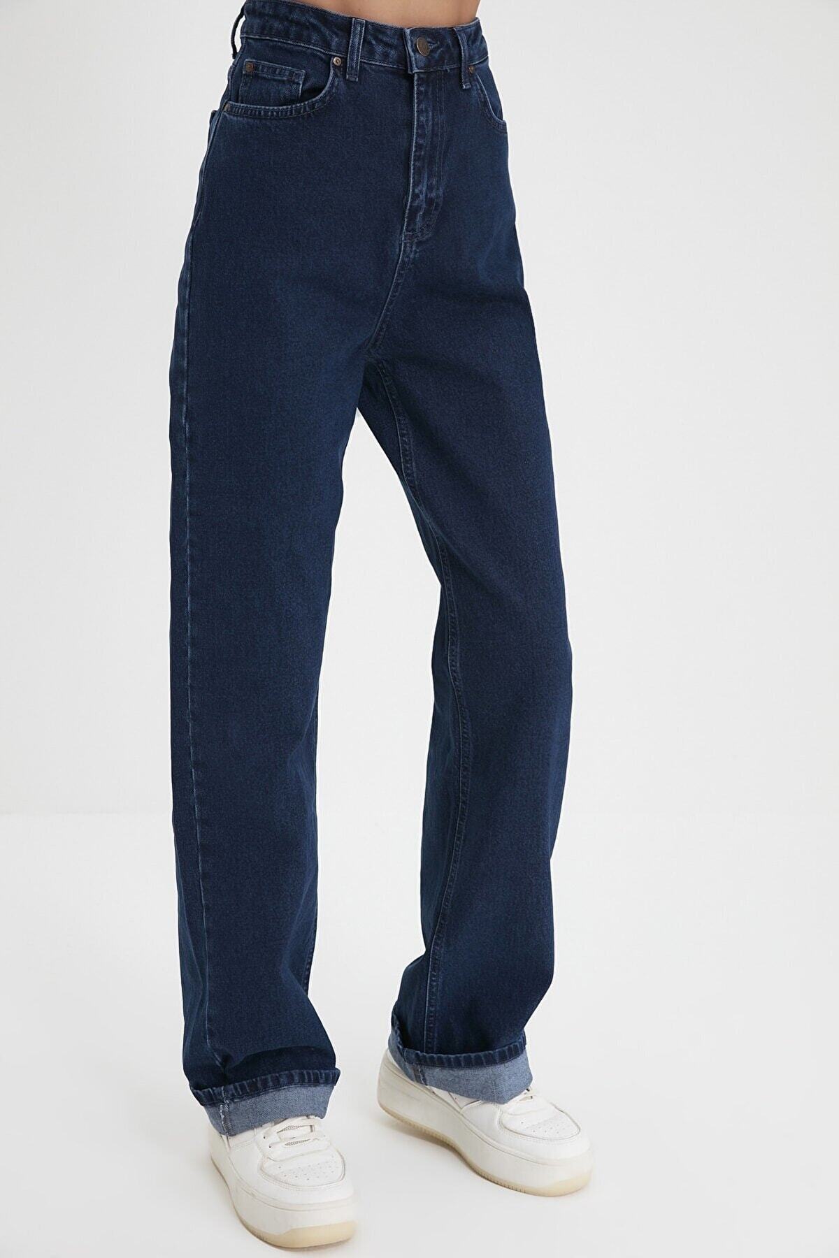 شلوار جین گشاد شلوار جین آبی تیره Snow Lycra Palazzo ناوی آبی جین