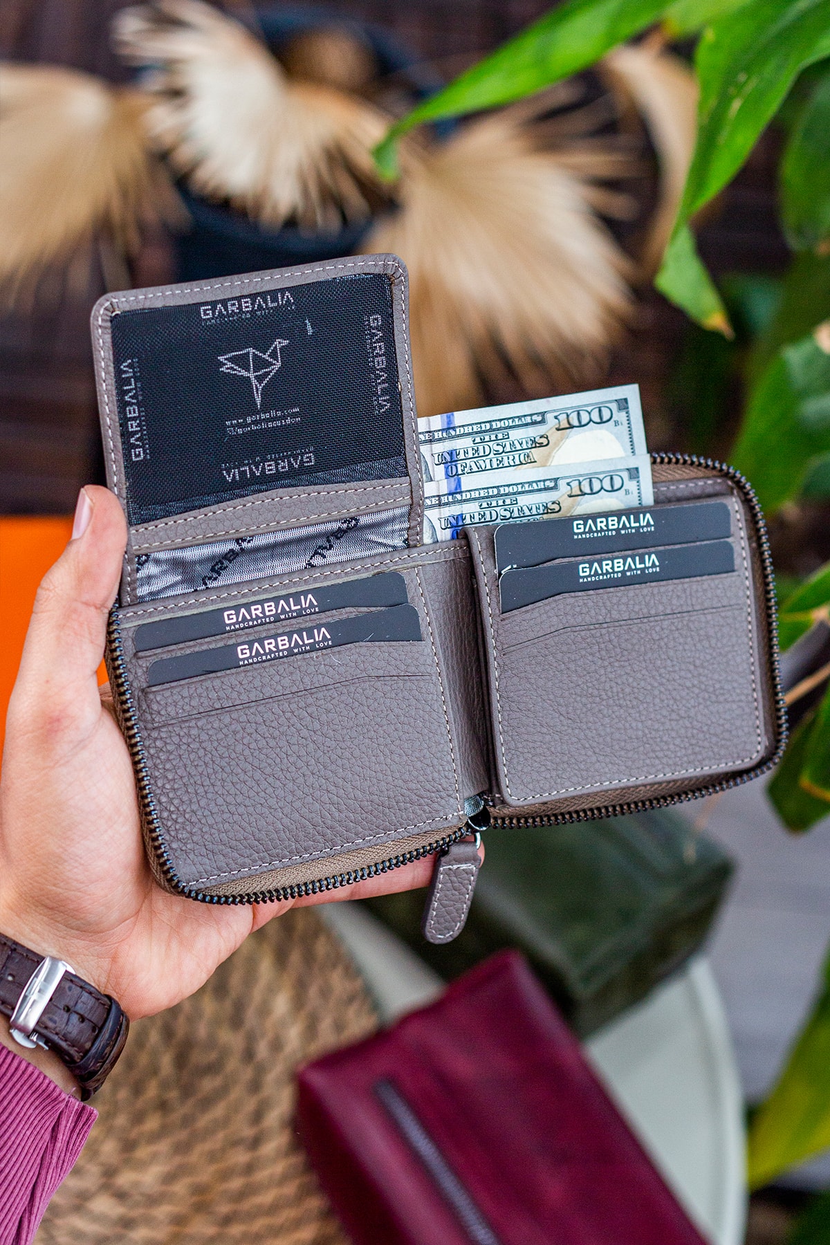 کیف پول زیپ راسو زیپ چرم اصل کارول یونیسکس