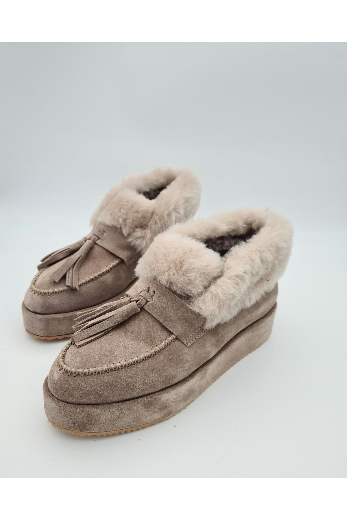 Furry platform hotsell moccasin flats