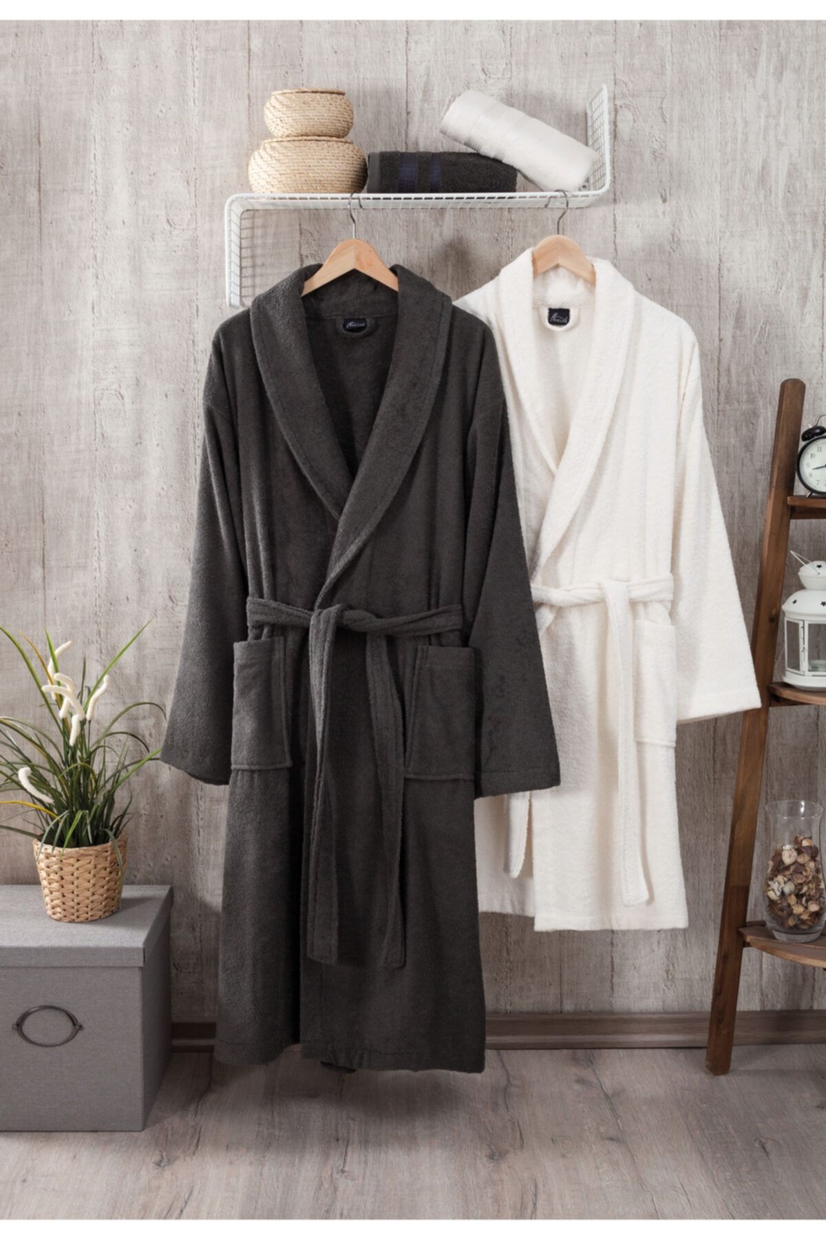 FINE LINE %100 Pamuk Ekstra Yumuşak Ve Emici Bornoz-havlu Seti M/l,l/xl,50x90cm