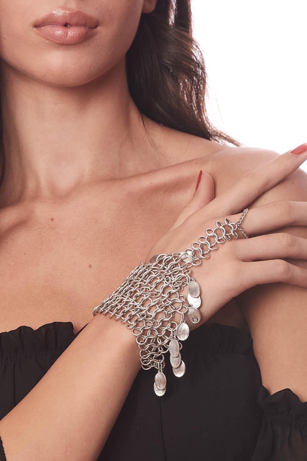 ZeyDor Accessories Kadın  Gri Zincir Tasarım Şahmeran