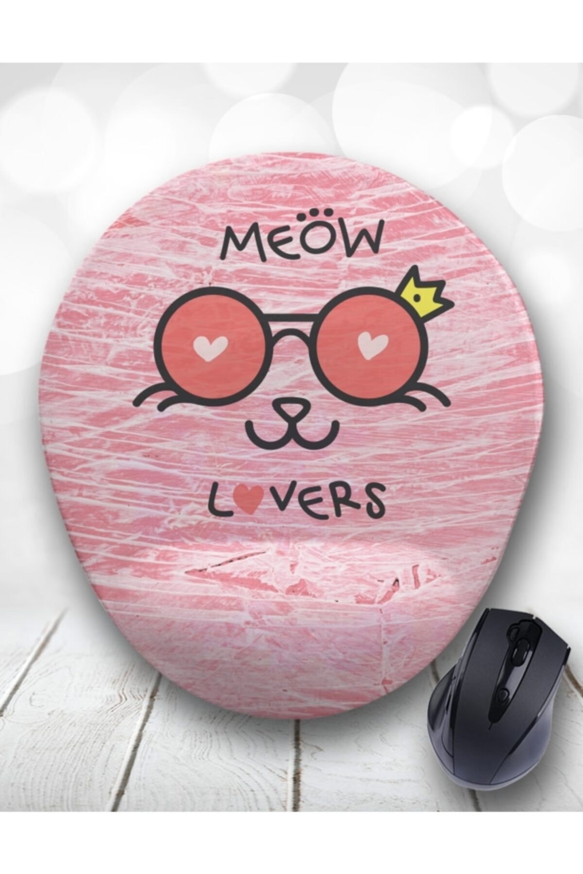 Atölye Çizgi Cat Lovers Meow Kedi Bilek Destekli Mouse Pad