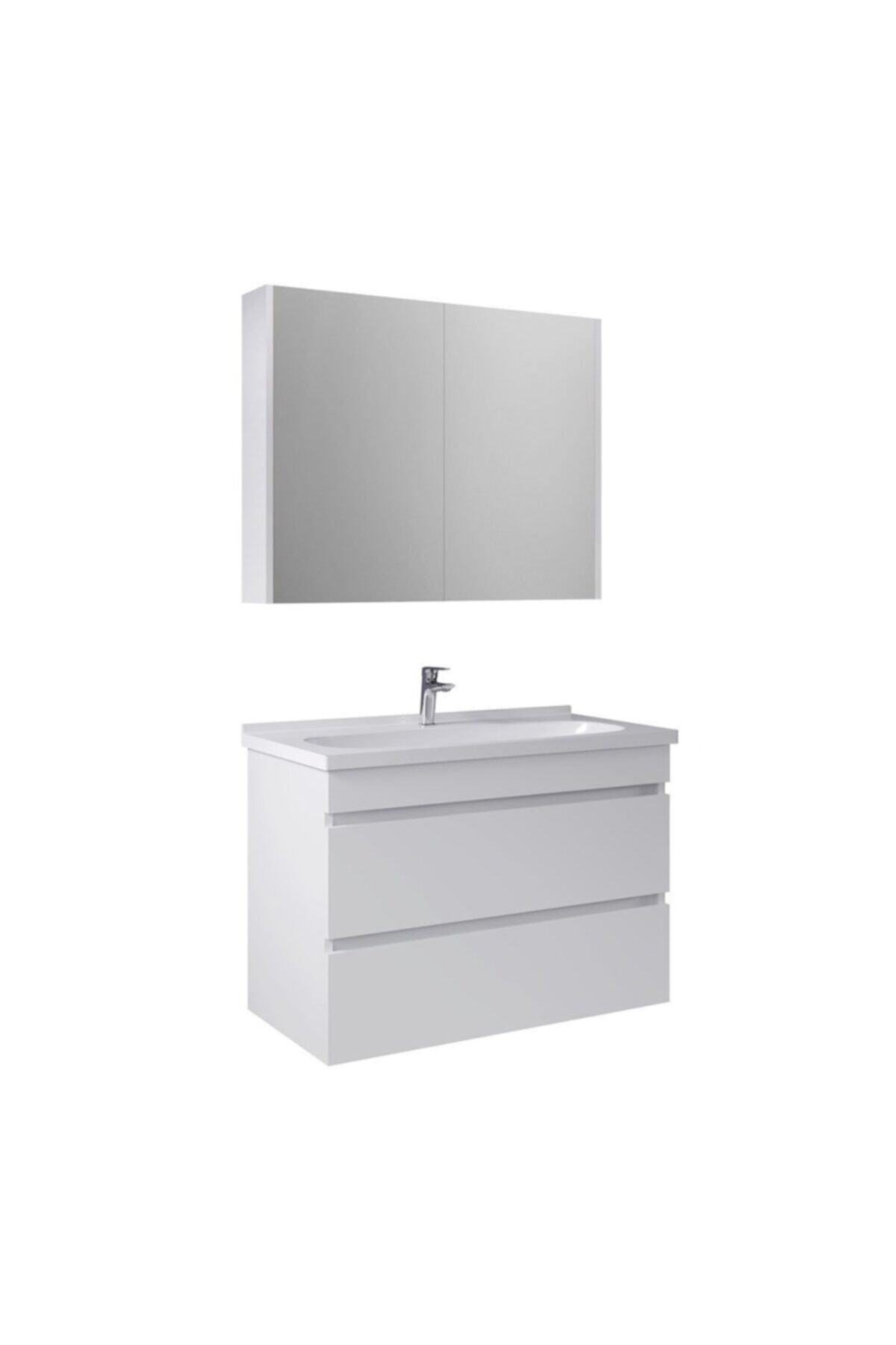 KALE Krea 80 Cm Banyo Dolabı Takımı Çekmeceli Beyaz