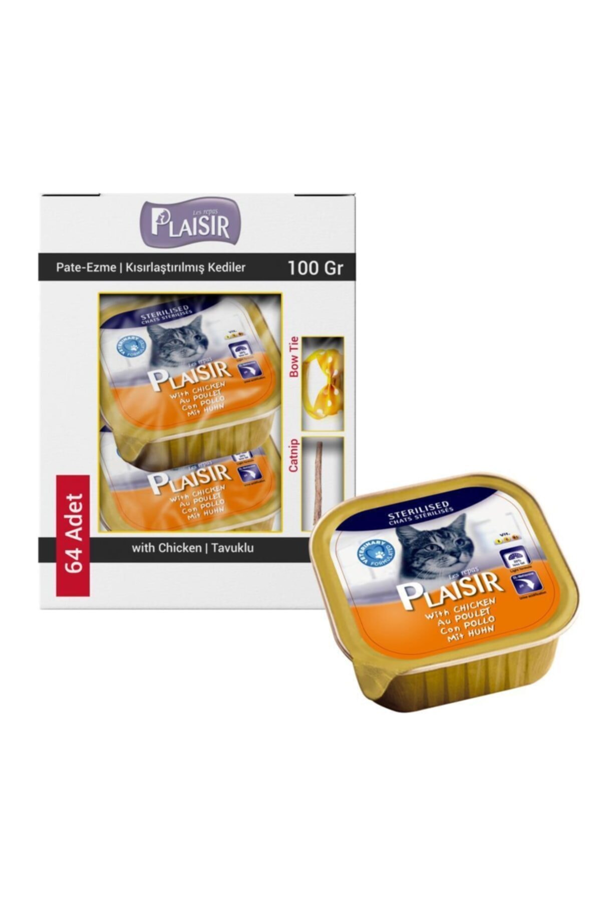 Plaisir Sterilised Tavuklu Kısır Ezme Kedi Konservesi 64x100 gr