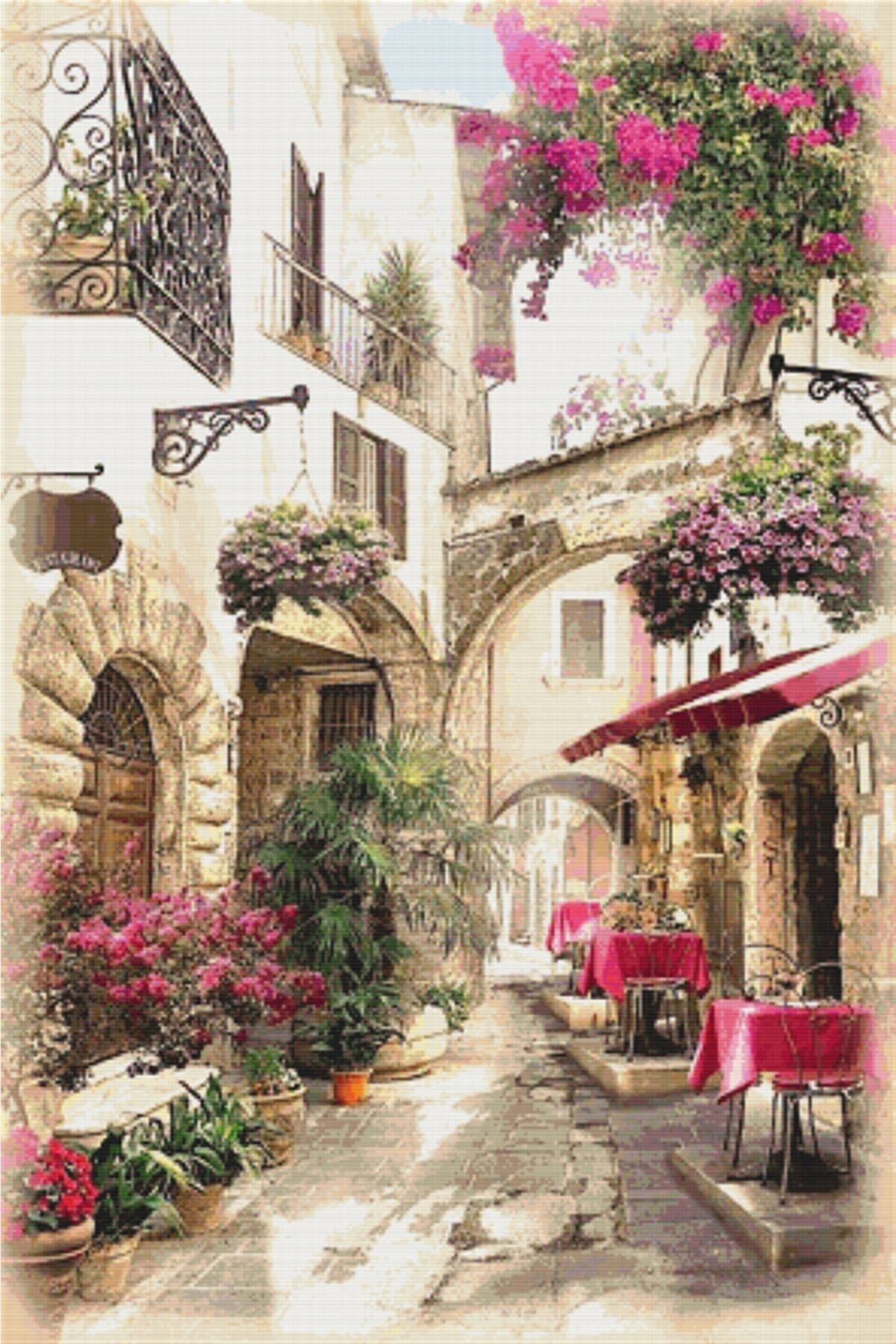 MOVAS Sanat Düşler Sokağı Elmas Mozaik Tablo / Mozaik Puzzle 35x52cm E2020368