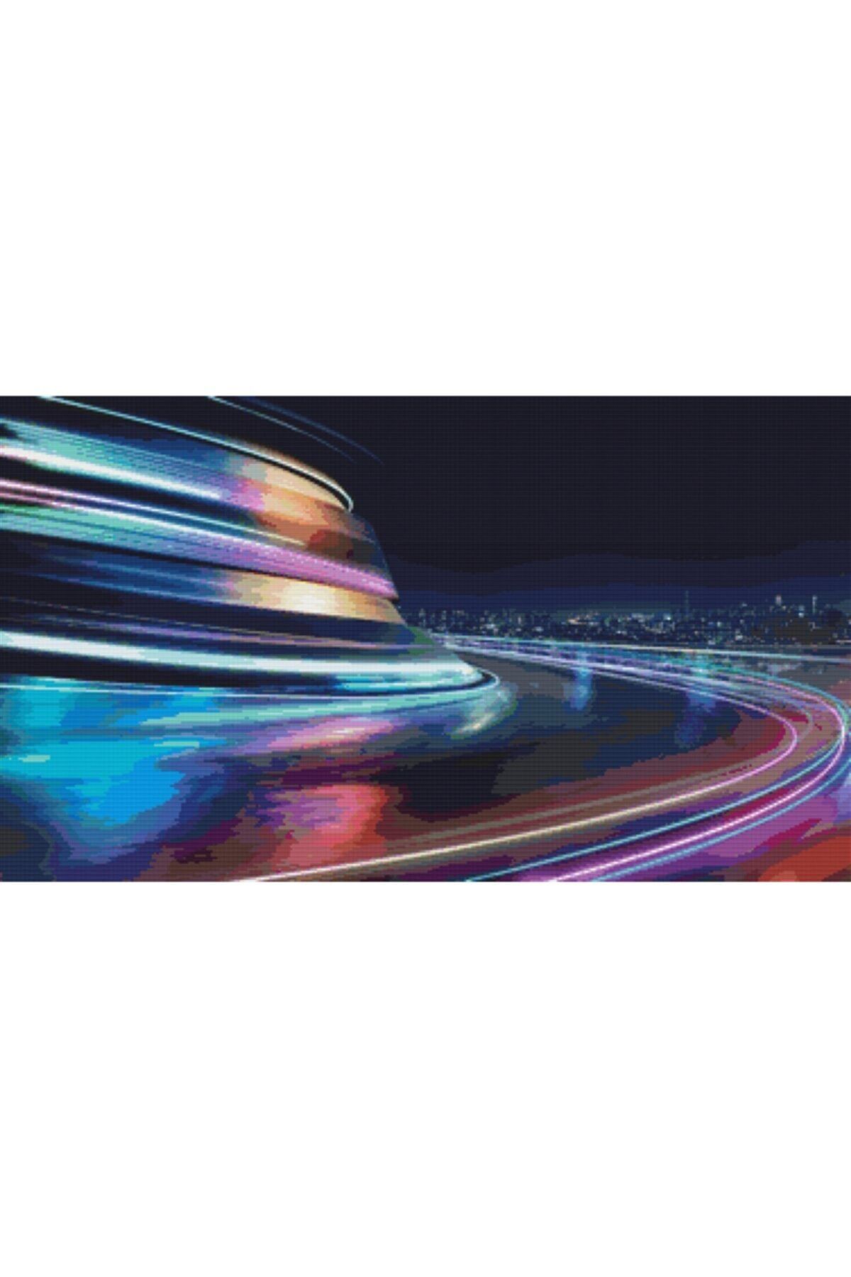 MOVAS Sanat Neon Işıklı Otoyol Elmas Mozaik Tablo / Mozaik Puzzle 55x31cm E2020570