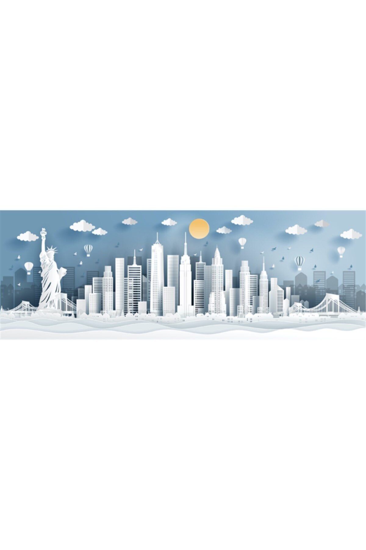 MOVAS Sanat New York Kentinin Panoramik Görünümü Elmas Mozaik Tablo / Mozaik Puzzle 60x21cm E2020511