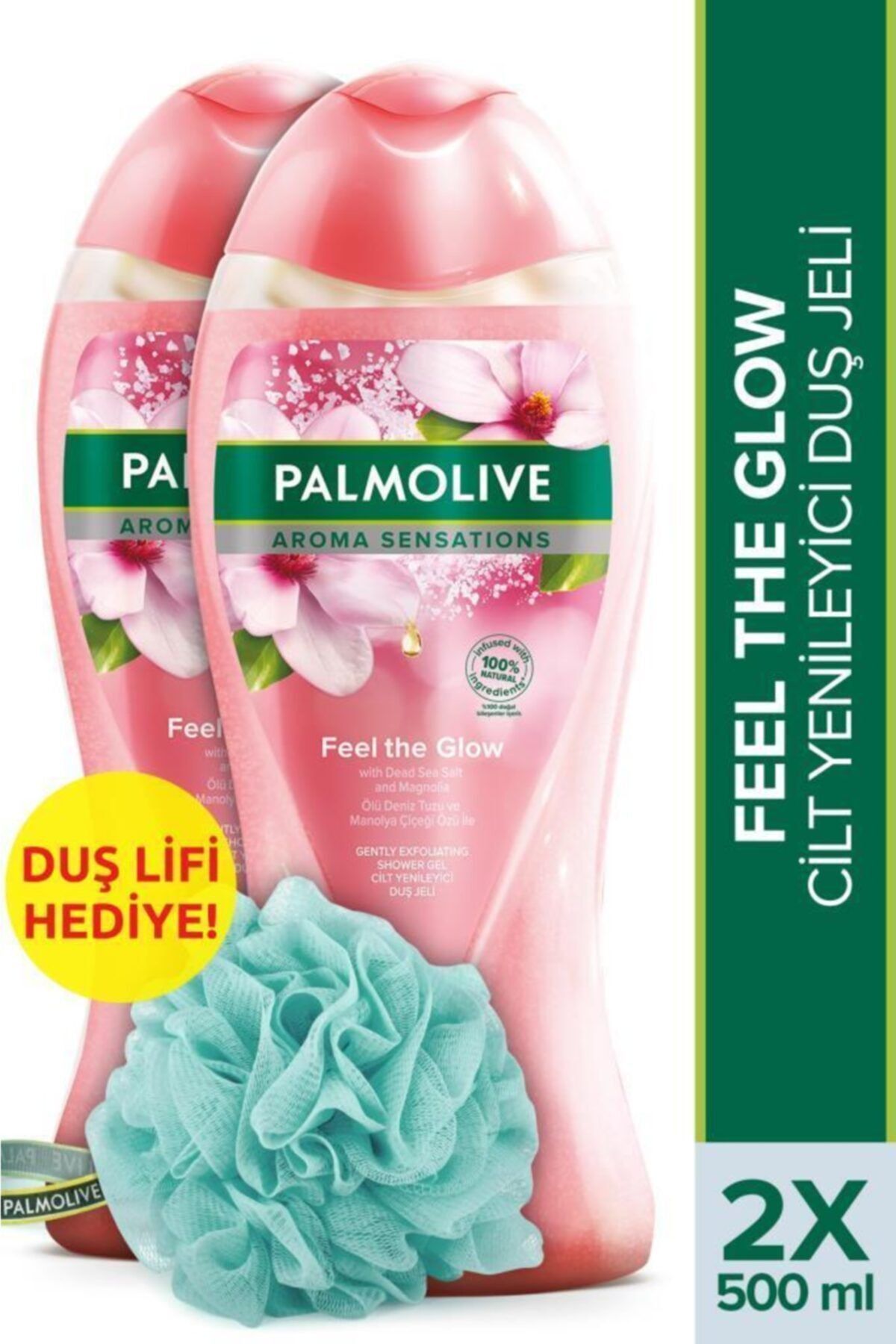 Palmolive Aroma Sensations Feel Glow  Banyo ve Duş Jeli 500 ml x 2 Adet + Duş Lifi Hediye