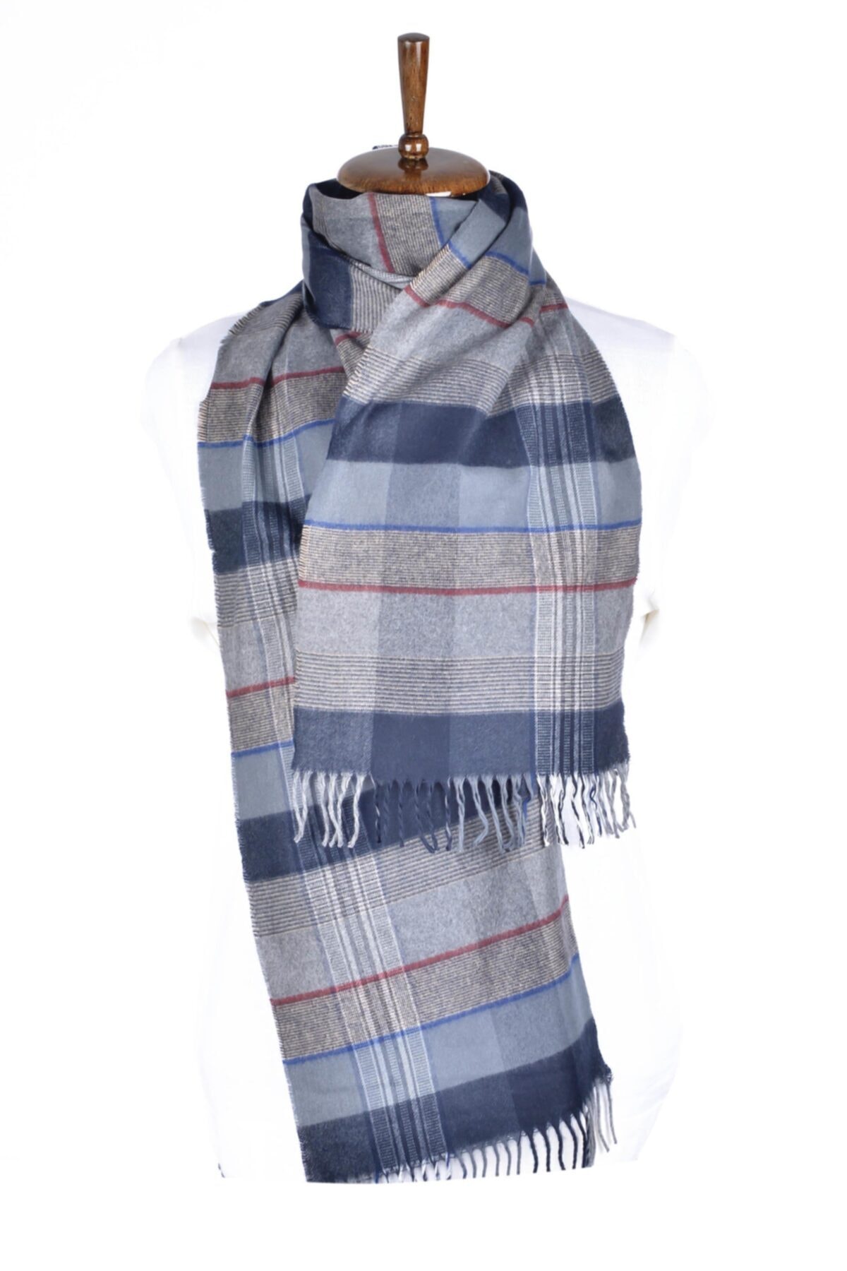 BAGGI Erkek Bordo Çizgili Kaşkol