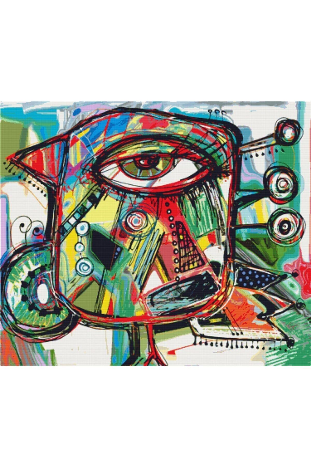 MOVAS Sanat Dudukuşu Soyut Resim Elmas Mozaik Tablo / Mozaik Puzzle 50x50cm E2020037