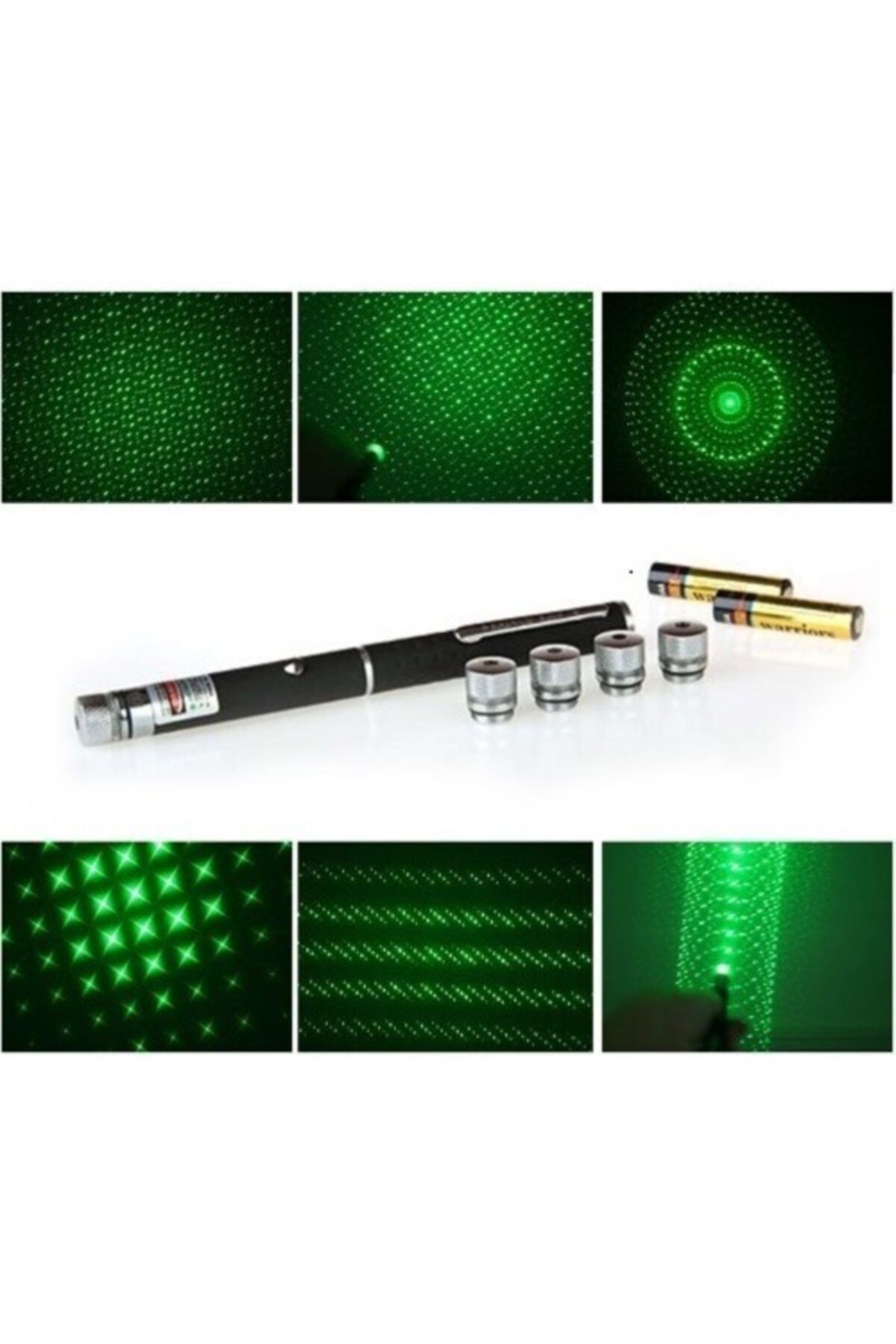 alpanya Yüksek Kalite Yeşil Lazer Pointer 100 Mw 10km Etkili 5 Başlıklı Eğlence Parti Aydınlatma Işığı Lazer