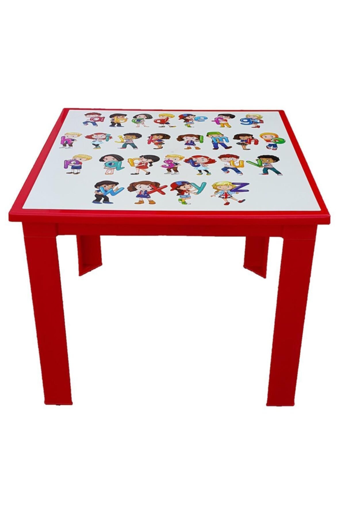 Fiore Çocuk Masası Plastik Kırmızı Alfabe Resimli H40 1-3 Yaş Için