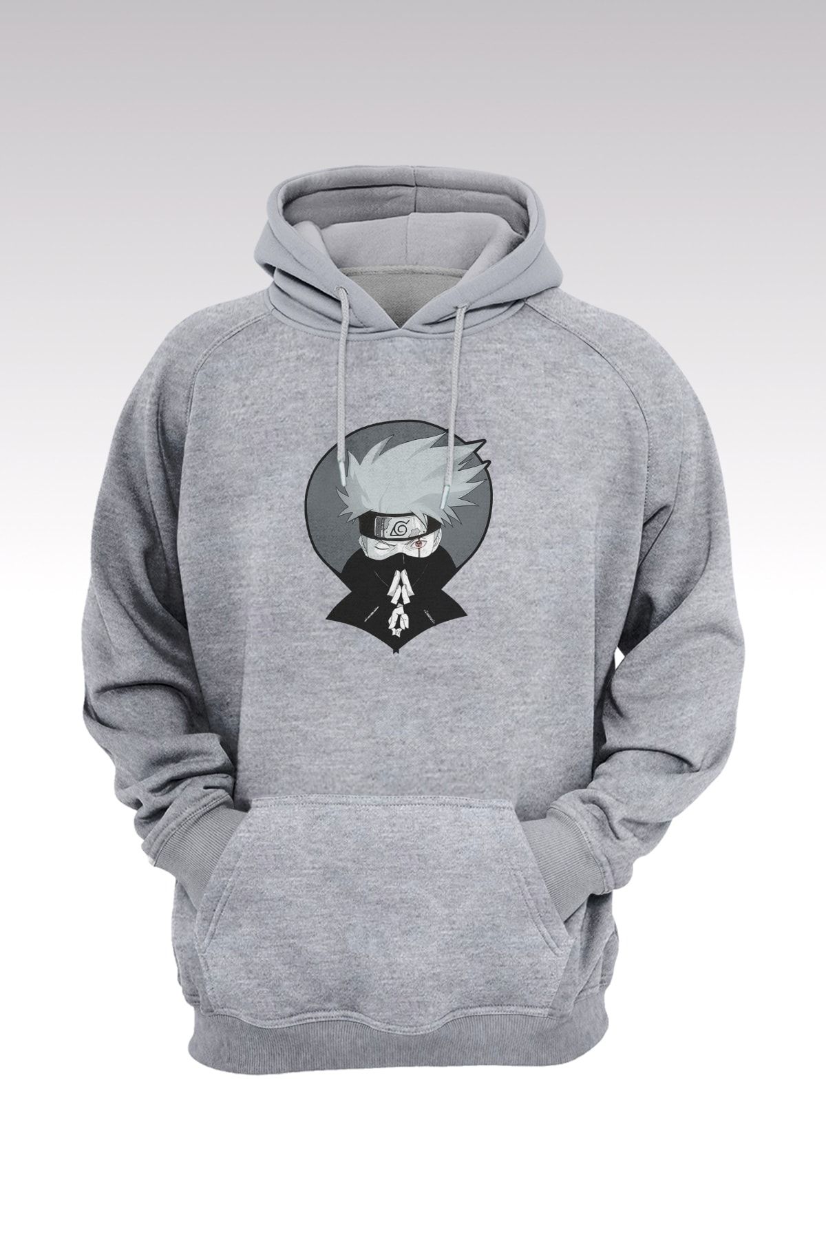 Tonny Mood Erkek Naruto Anime Gri  02 Kapşonlu Sweatshirt - Hoodie
