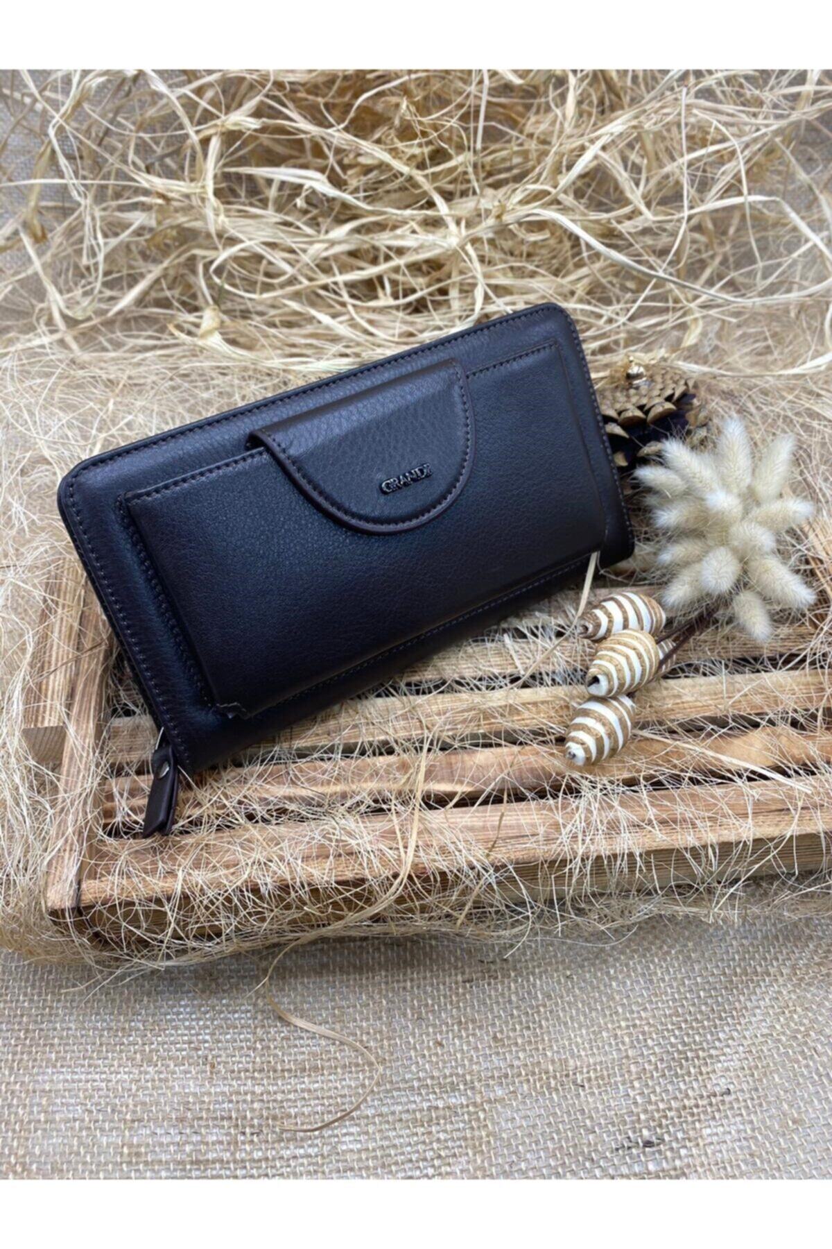 Grande Kadın Siyah Gerçek Deri Cüzdan