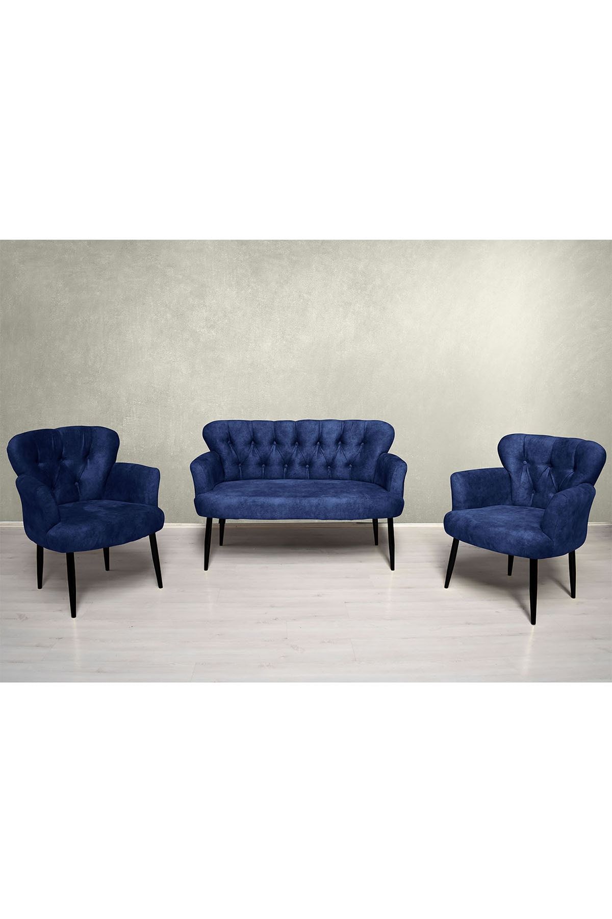 Olinpa Lacivert  2+1+1 Balkon Ofis Cafe Bahçe Bekleme KoltukTakımı