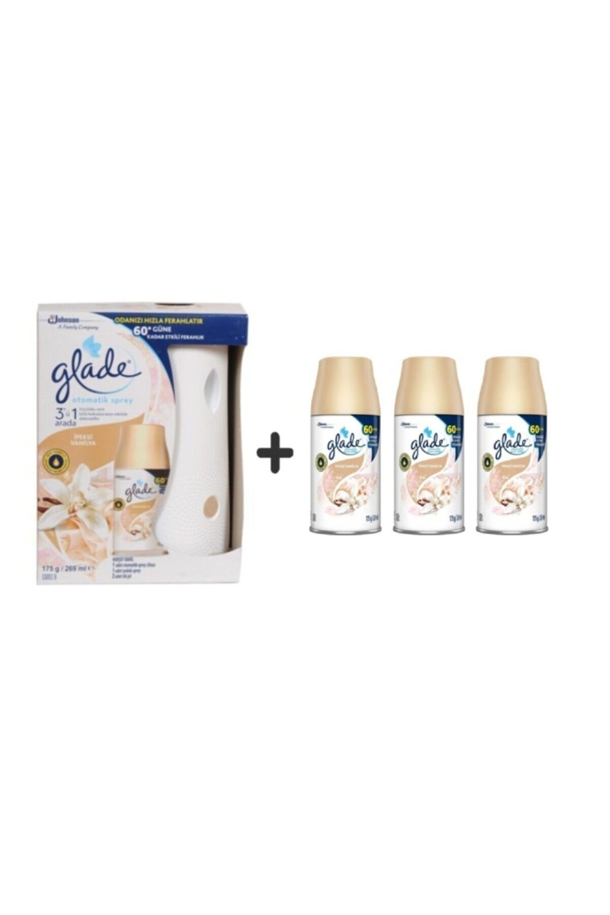 Glade Otomatik Sprey + Ipeksi Vanilya Yedek 269 Ml + Ipeksi Vanilya Yedek +3 X 269 Ml