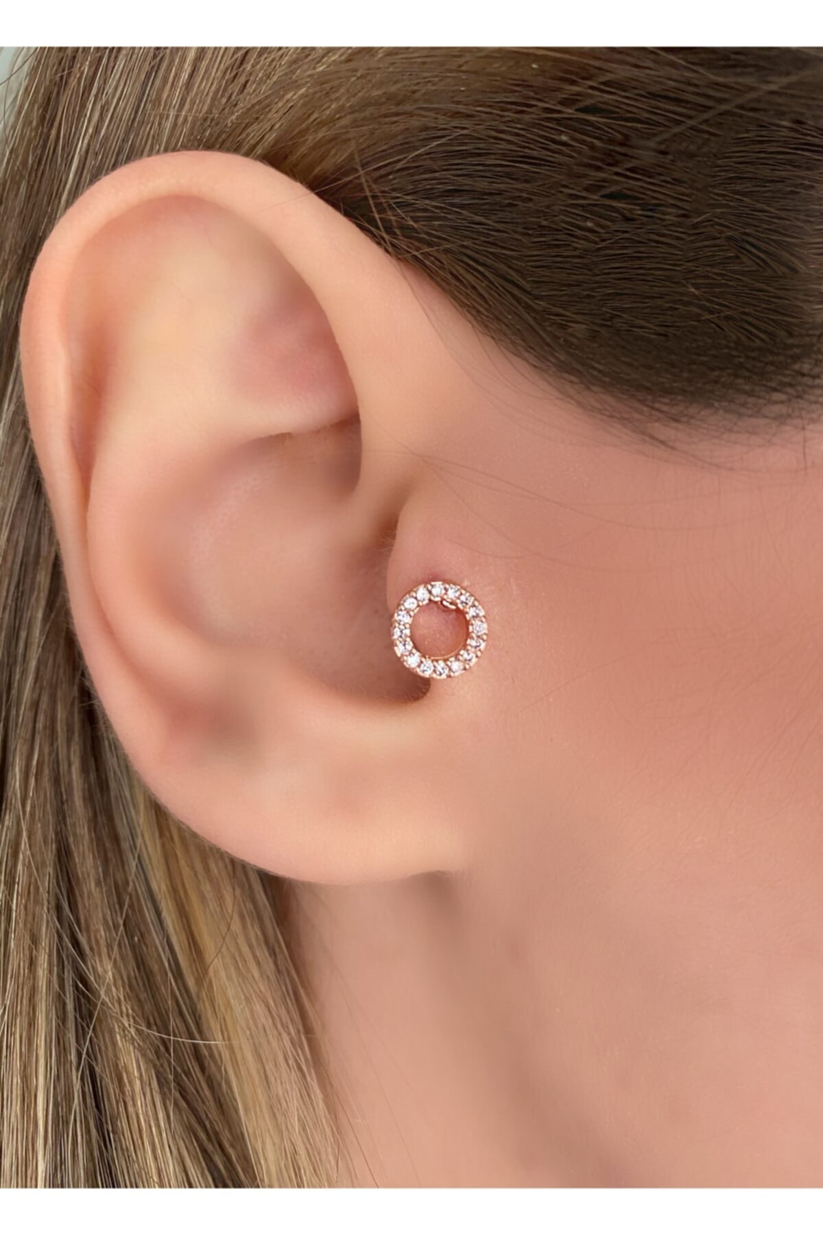 Okkostore Cerrahi Çelik Rose Rengi Halka Tragus Kıkırdak Piercing