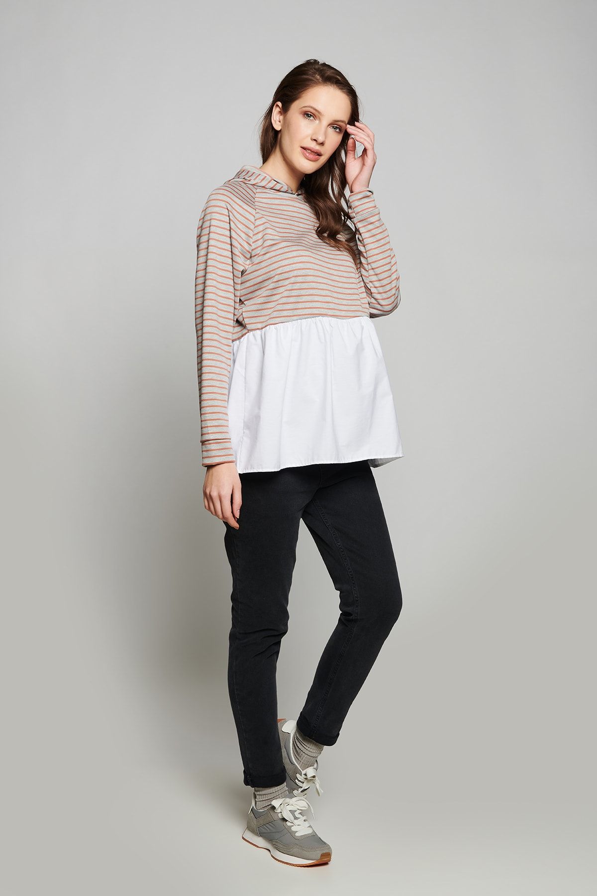 LYN MAMA Kadın Gri Kiremit Hamile Emily Sweatshirt