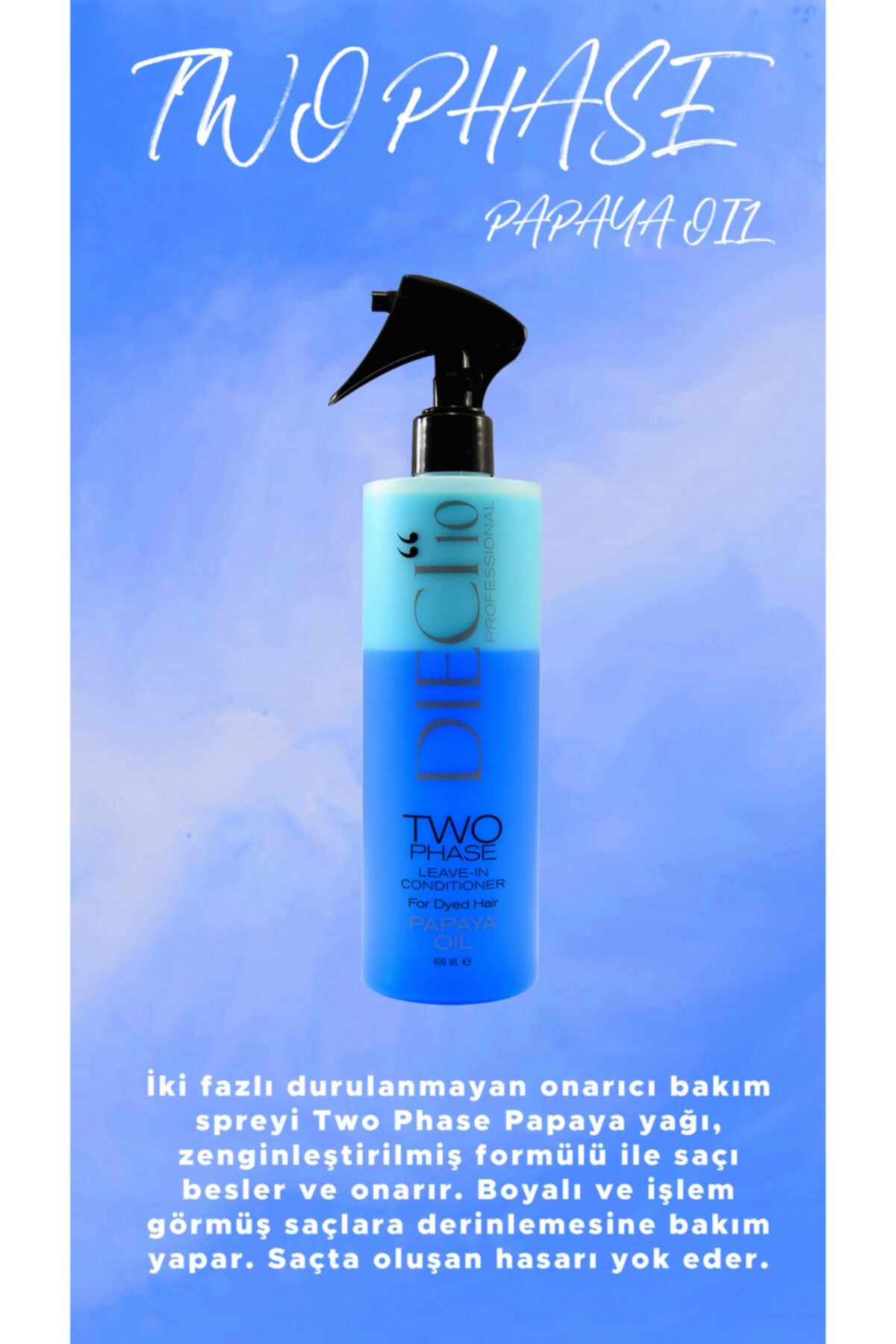 Dieci Papaya Oil Boyalı Saçlar Için Besleyici Bakım Spreyi 400ml